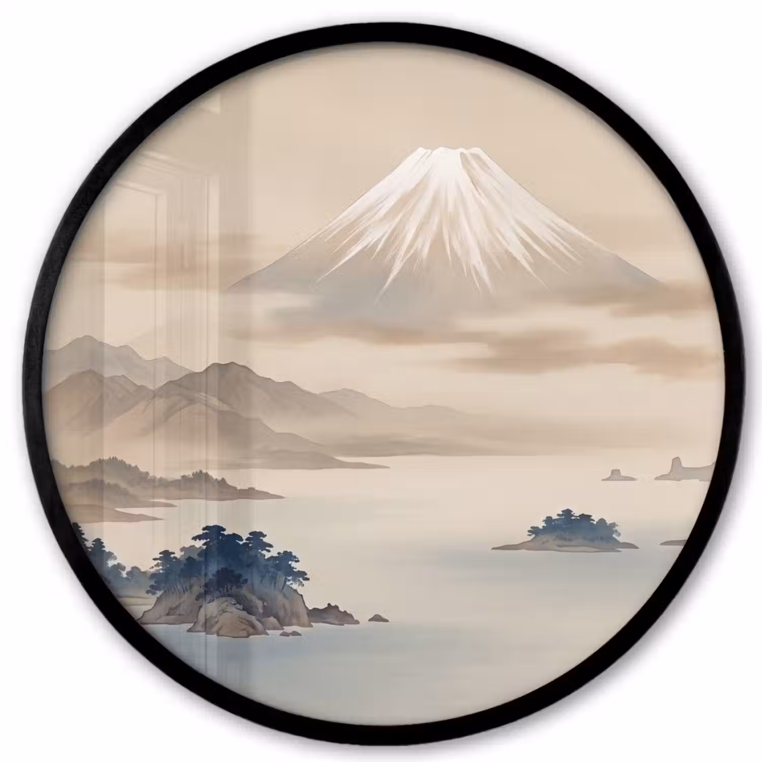 Japans - Landschap - Beige Fotolijst rond zonder passe partout klein -3d