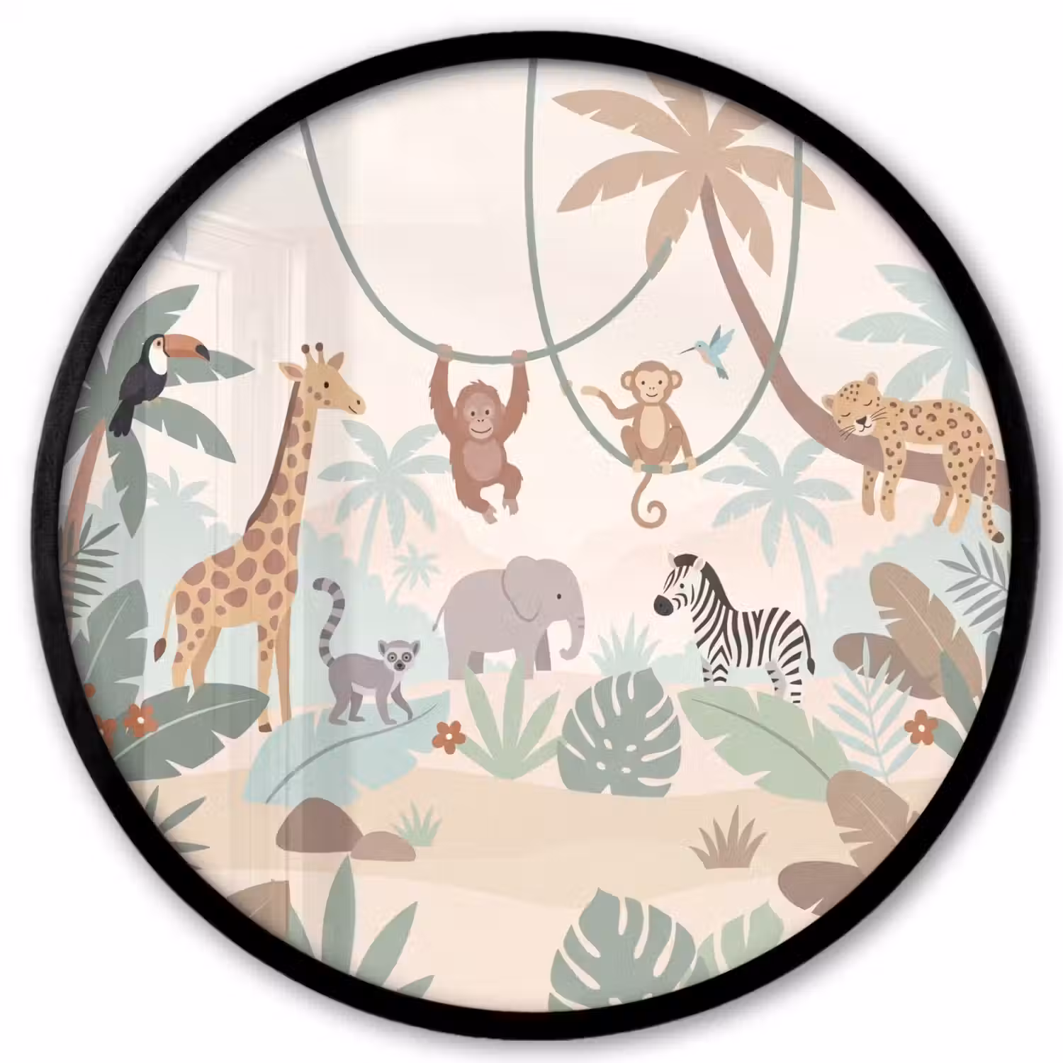 Jungle - Dieren - Groen Fotolijst rond zonder passe partout klein -3d