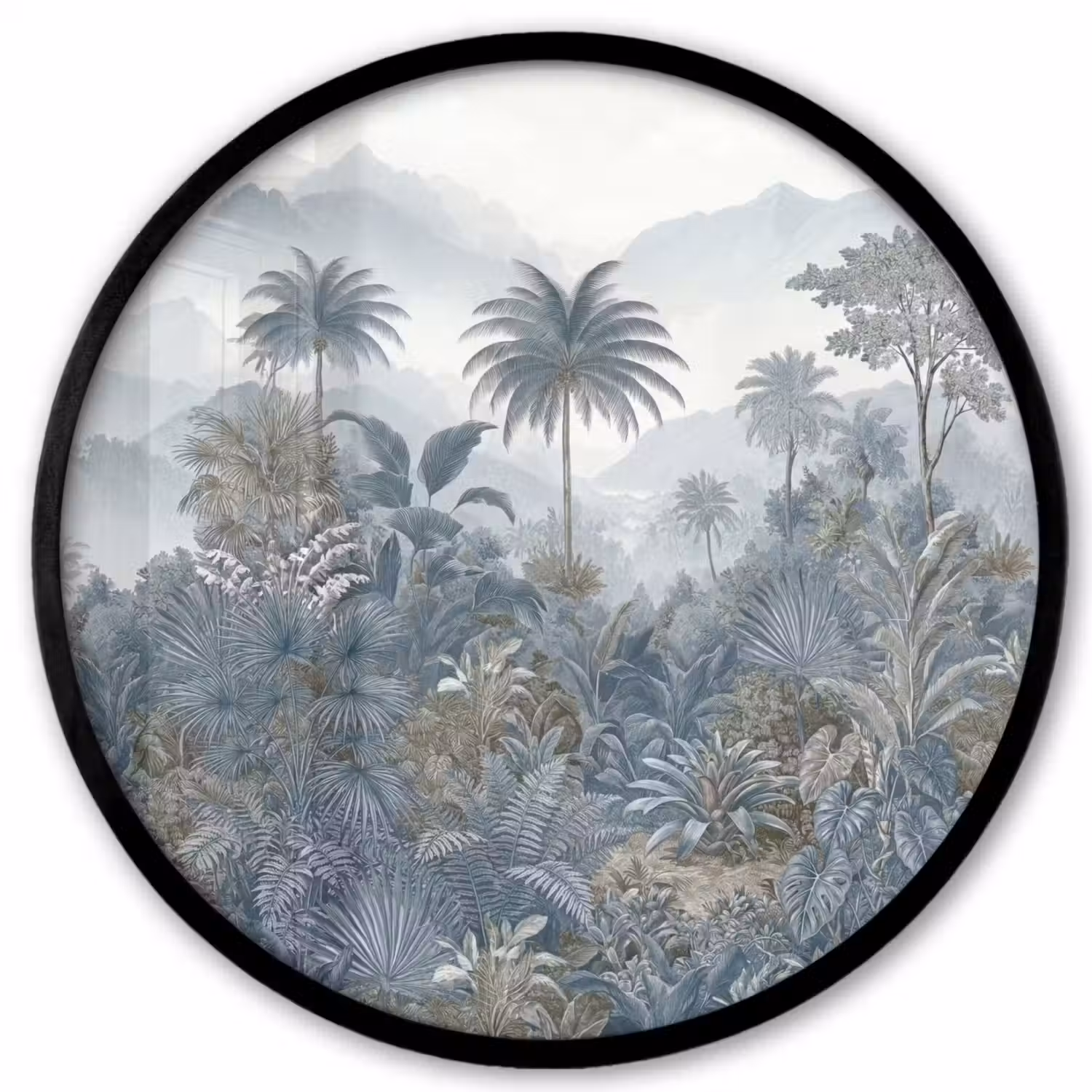 Jungle - Landschap - Blauw Fotolijst rond zonder passe partout klein -3d