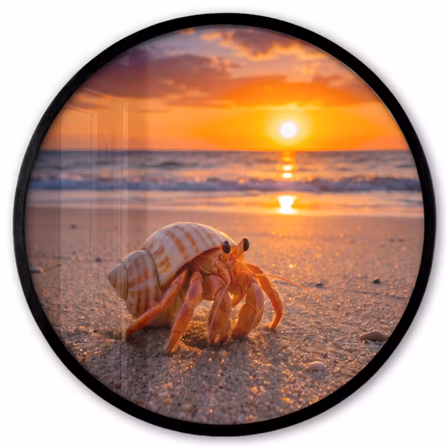 Kreeft - Strand - Natuur - Zonsondergang - Oranje Fotolijst rond zonder passe partout klein -3d
