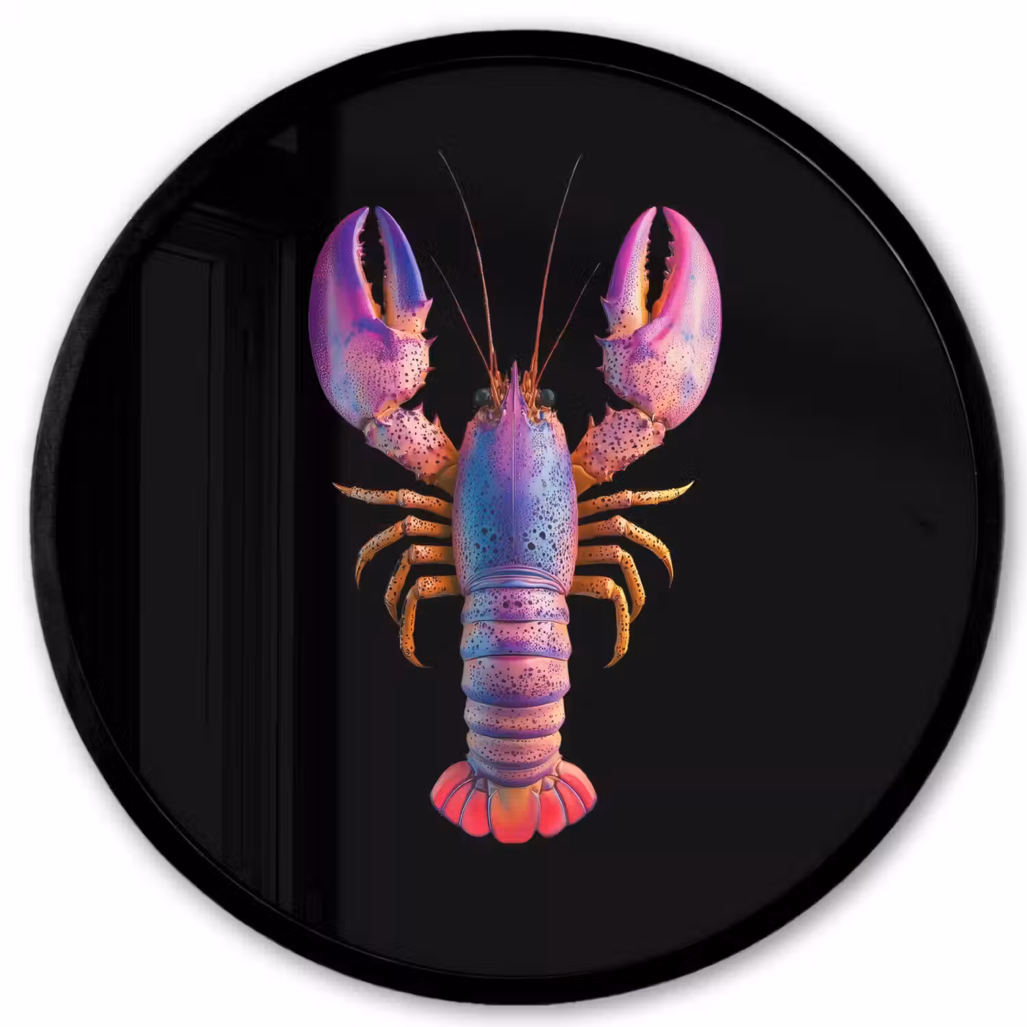 Kreeft - Paars - Roze - Zwart - Stippen - Lila Fotolijst rond zonder passe partout klein -3d