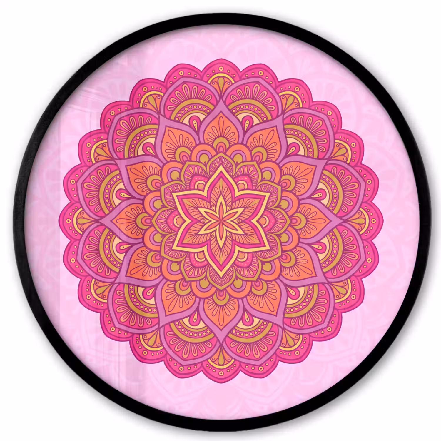 Mandala - Cirkel - Spiritueel - Oosters - Roze Fotolijst rond zonder passe partout klein -3d