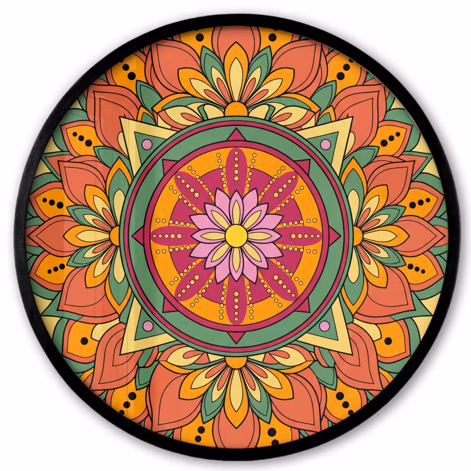 Mandala - Bloemen - Abstract - Kleurrijk Fotolijst rond zonder passe partout klein -3d