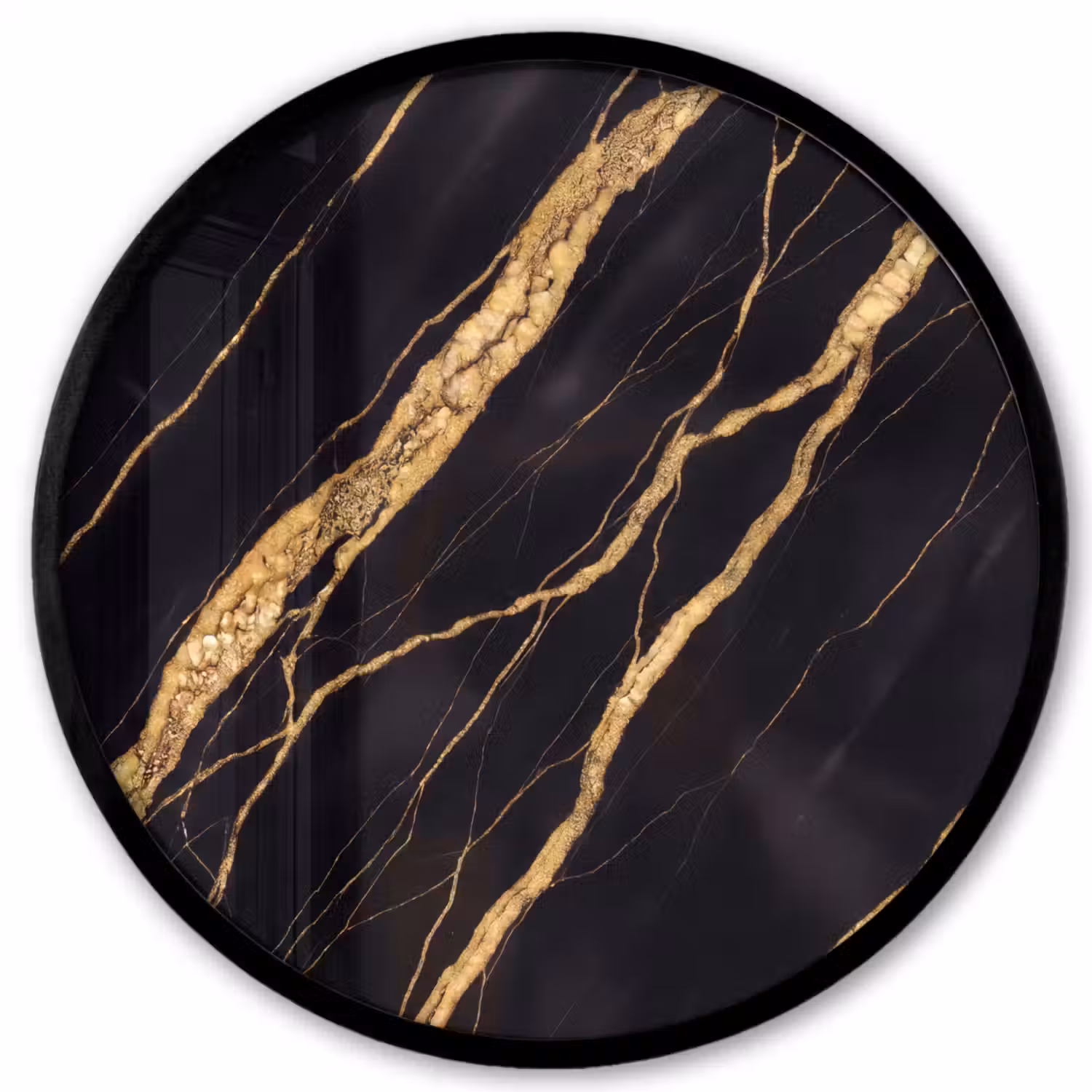 Marmer - Goud - Textuur - Abstract - Zwart Fotolijst rond zonder passe partout klein -3d