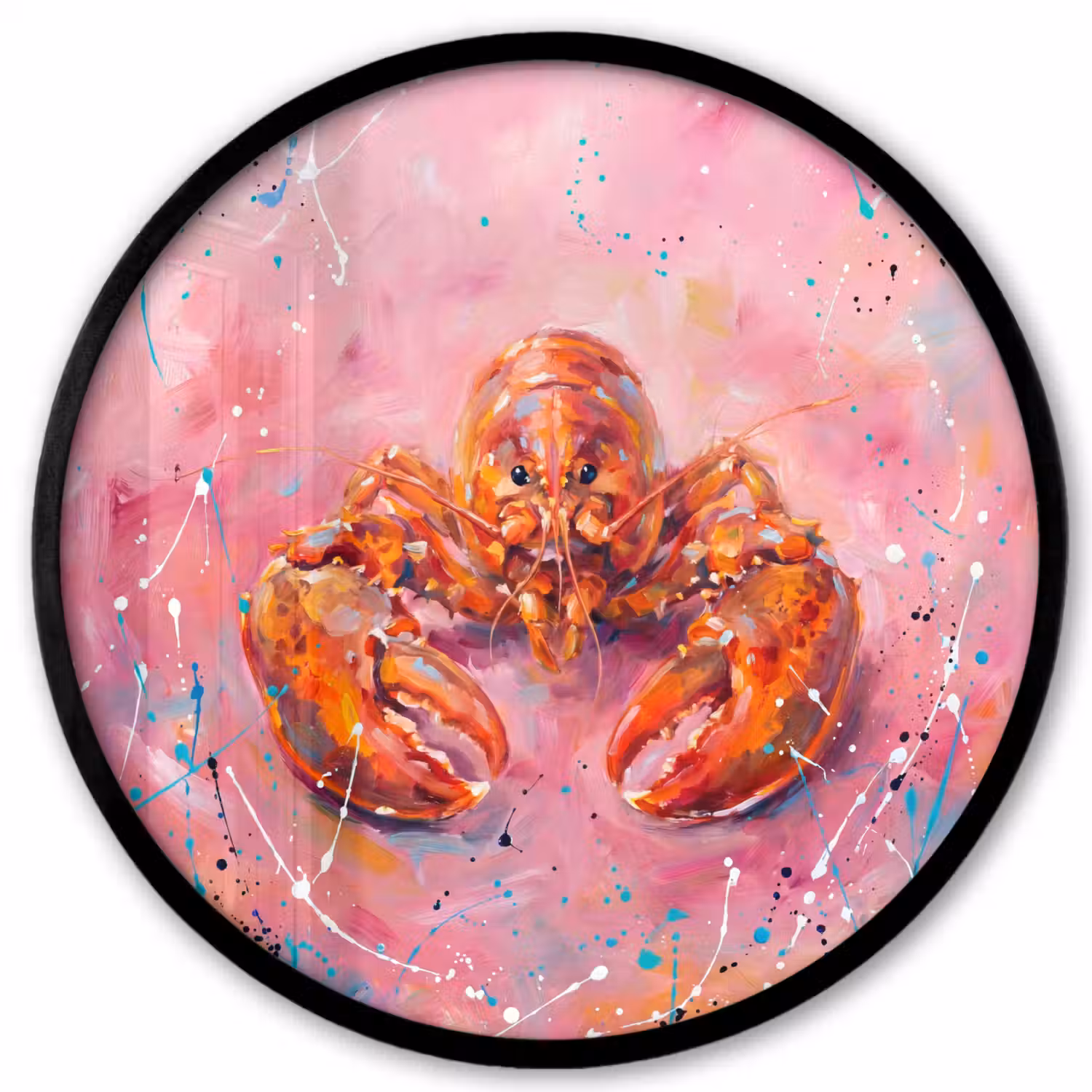 Zeeleven - Kreeft - Spatters - Abstract - Roze Fotolijst rond zonder passe partout klein -3d