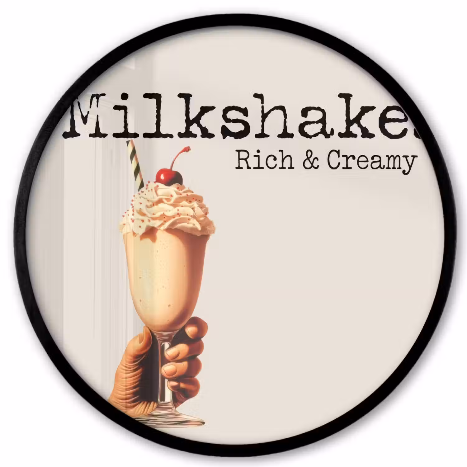 Milkshake - Kers - Rietje Fotolijst rond zonder passe partout klein -3d