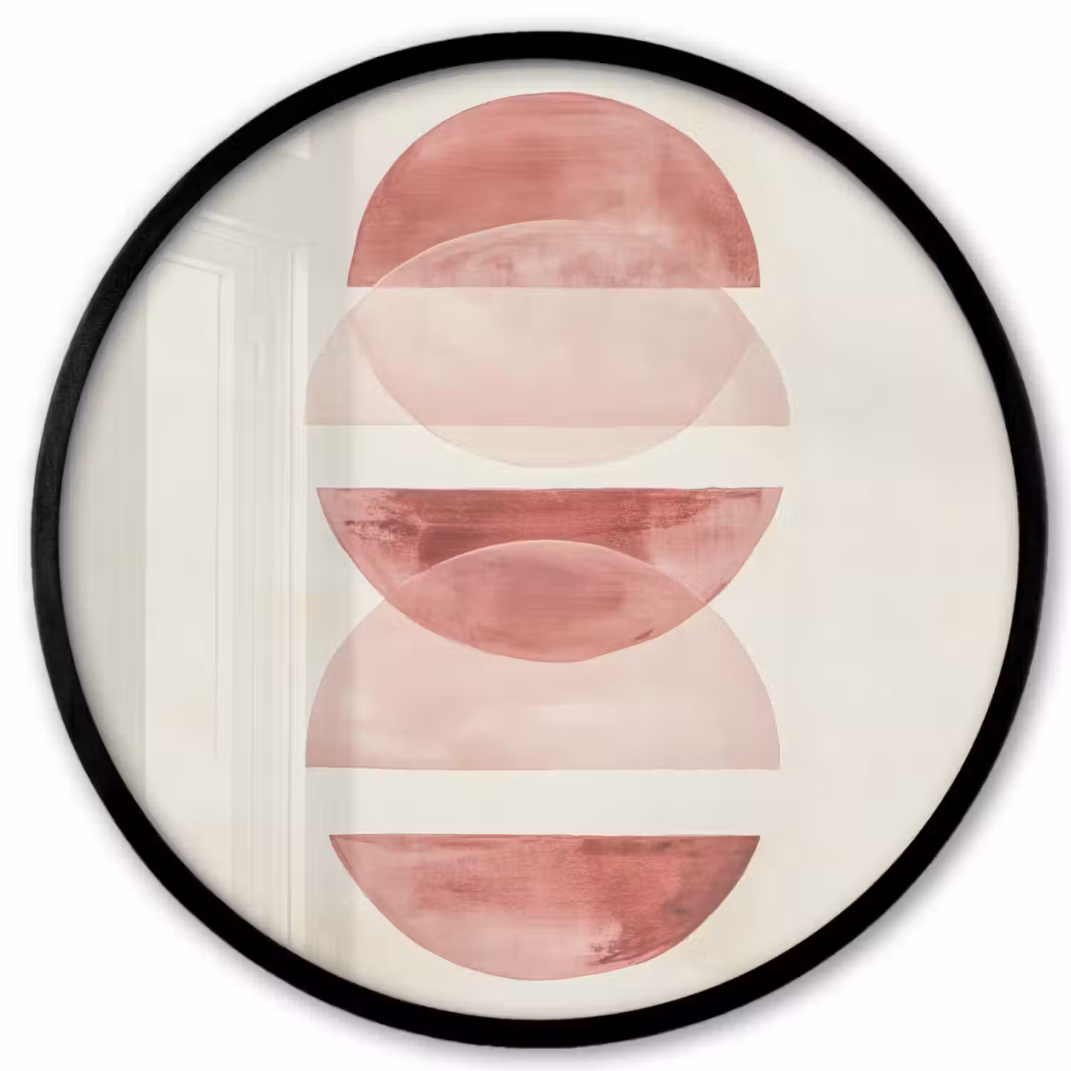 Minimalistisch - Cirkels - Roze Fotolijst rond zonder passe partout klein -3d