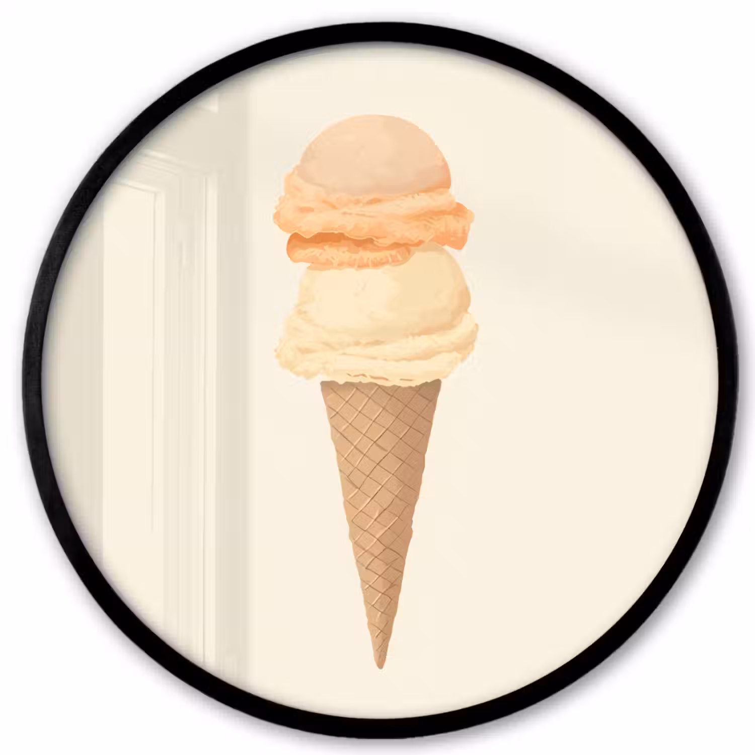 Minimalistisch - Schepijs - Hoorntje - Beige Fotolijst rond zonder passe partout klein -3d