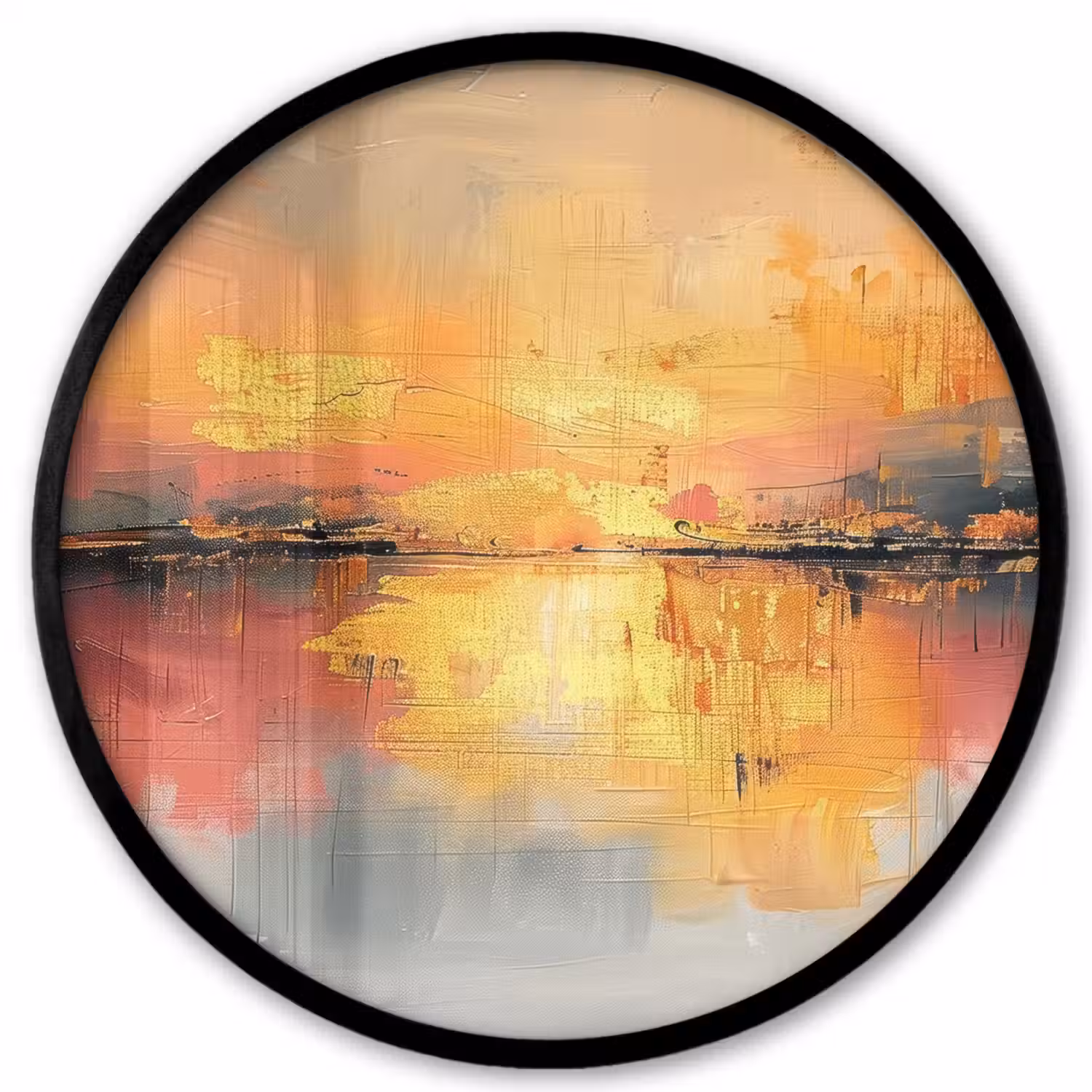 Modern - Abstract - Goud - Roze Fotolijst rond zonder passe partout klein -3d