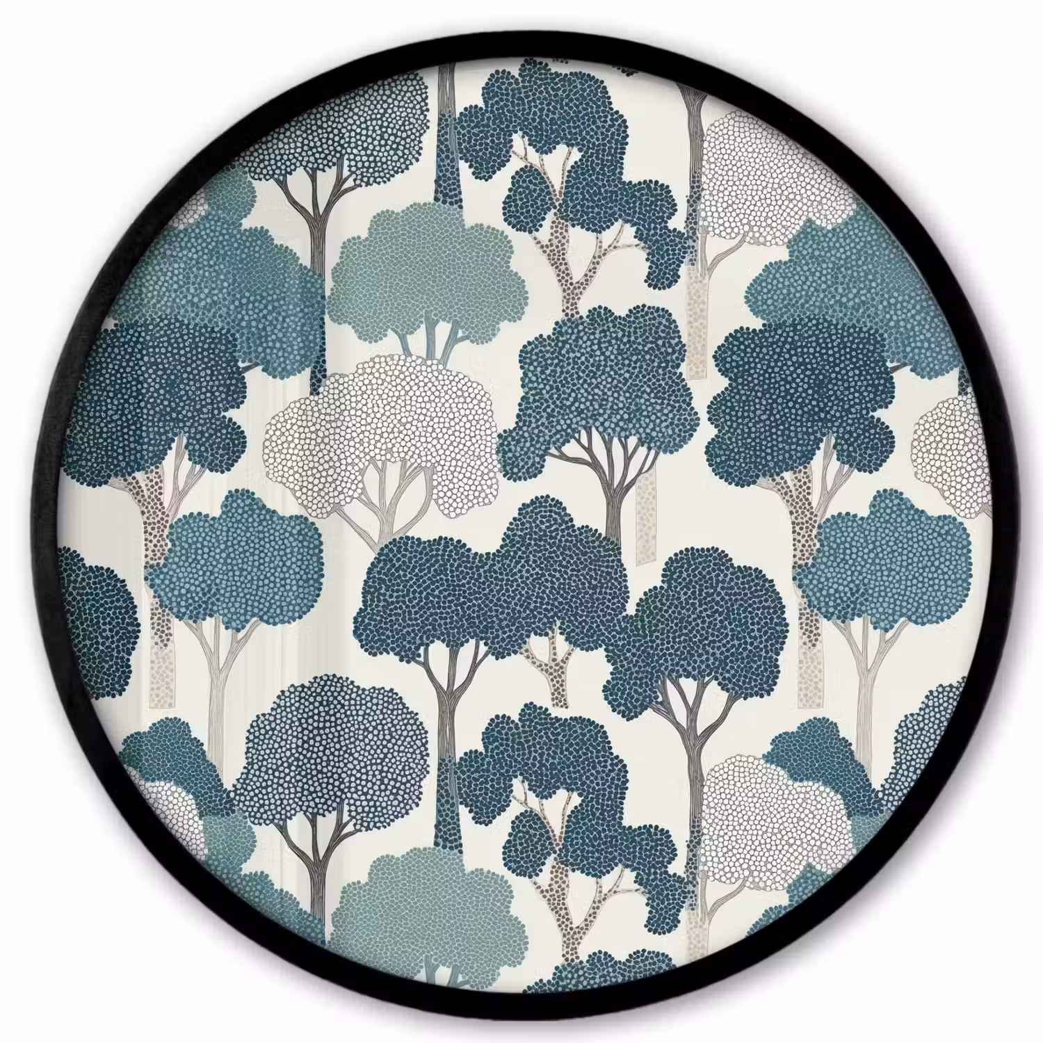 Modern - Bomen - Bos - Patroon - Blauw Fotolijst rond zonder passe partout klein 856 -3d