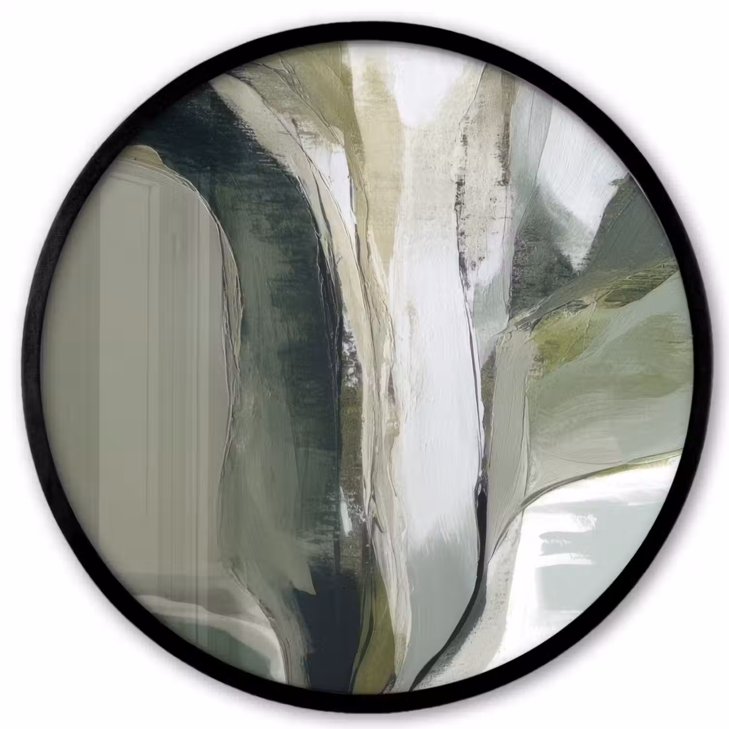 Natuur - Abstract - Groen - Penseelstreken Fotolijst rond zonder passe partout klein -3d