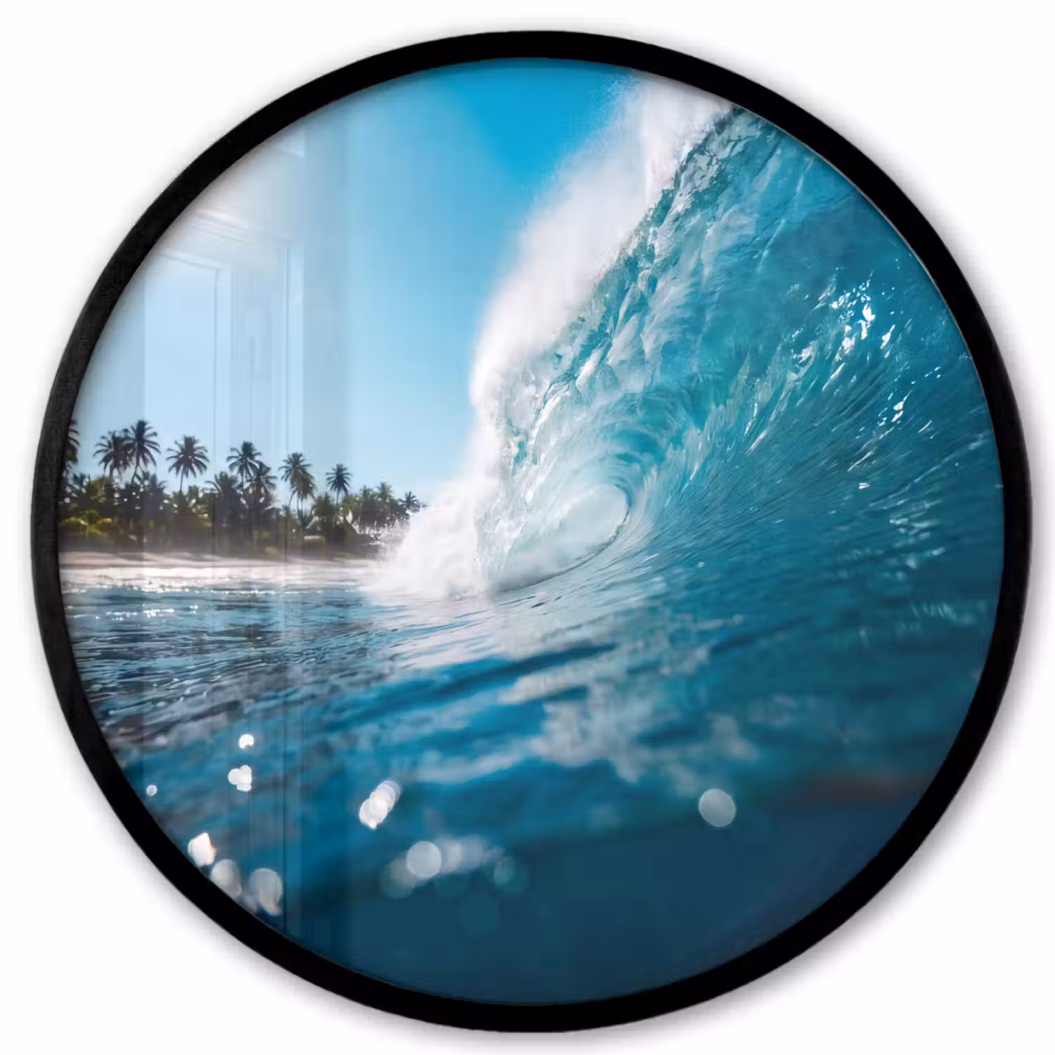 Oceaan - Golf - Strand - Natuur - Blauw Fotolijst rond zonder passe partout klein -3d