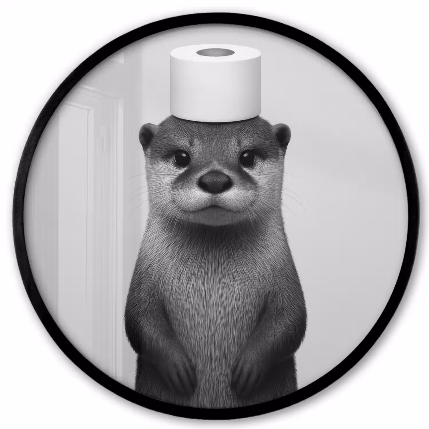 Otter - WC rol - Zwart - Wit Fotolijst rond zonder passe partout klein -3d