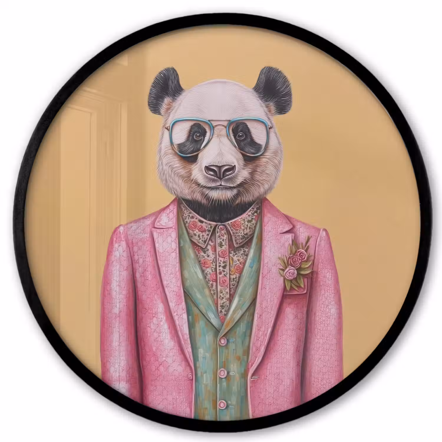 Panda - Pak - Zonnebril - Blauw Fotolijst rond zonder passe partout klein -3d