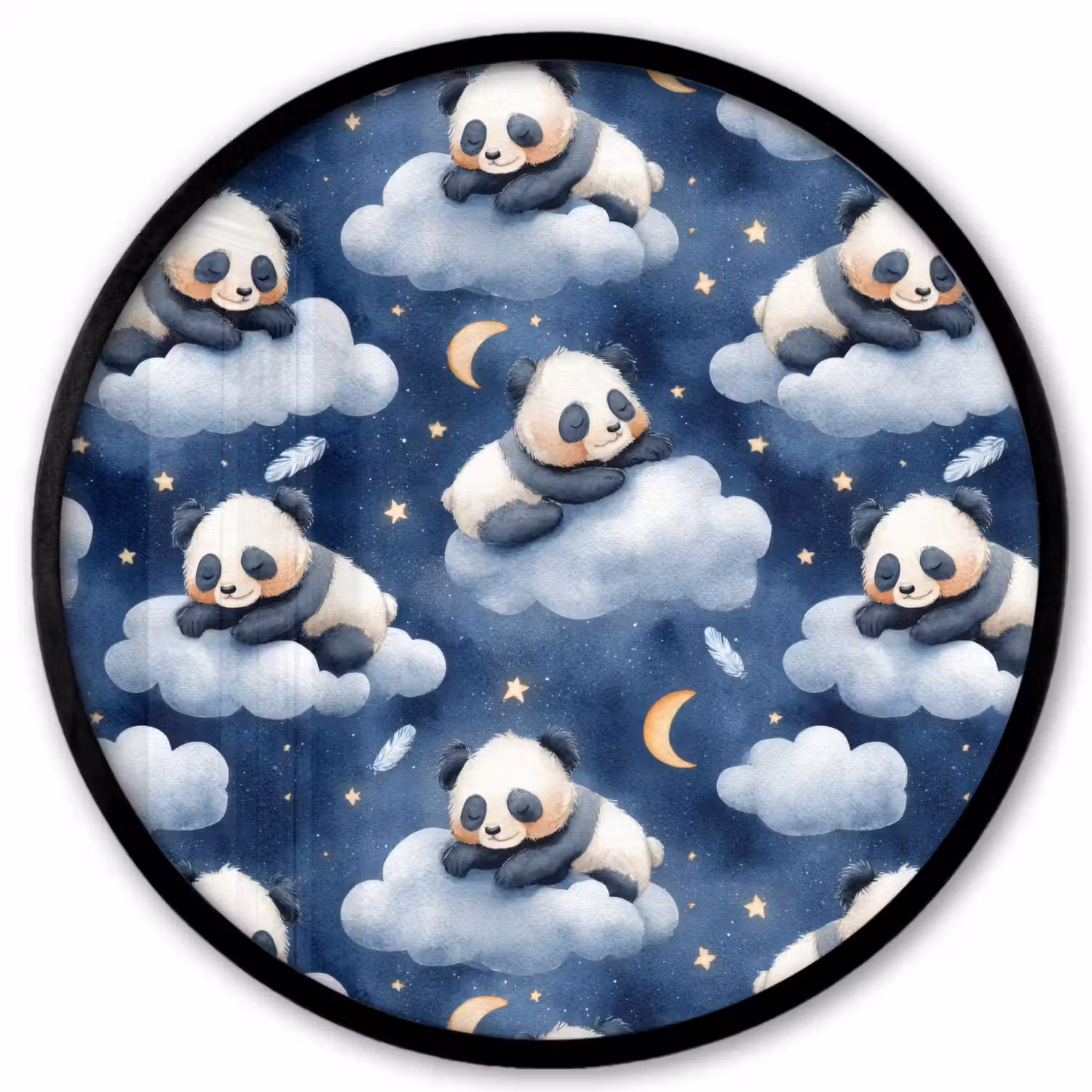 Panda's - Slapen - Blauw Fotolijst rond zonder passe partout klein 856 -3d