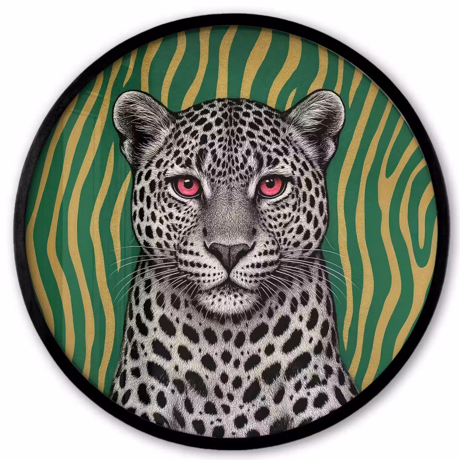 Panter - Zebrapatroon - Groen Fotolijst rond zonder passe partout klein -3d