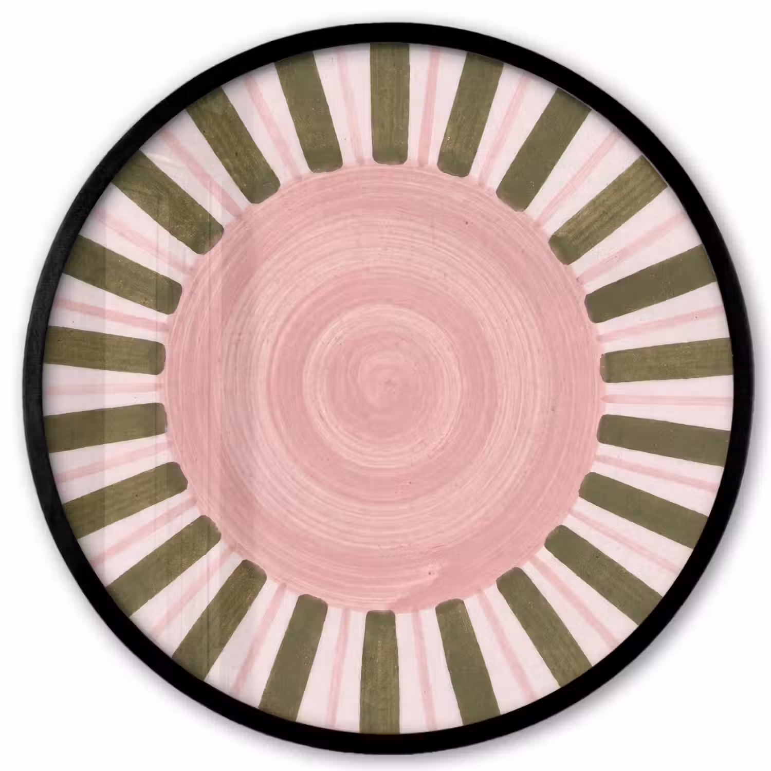 Patroon - Cirkel - Stralen - Abstract - Roze Fotolijst rond zonder passe partout klein -3d