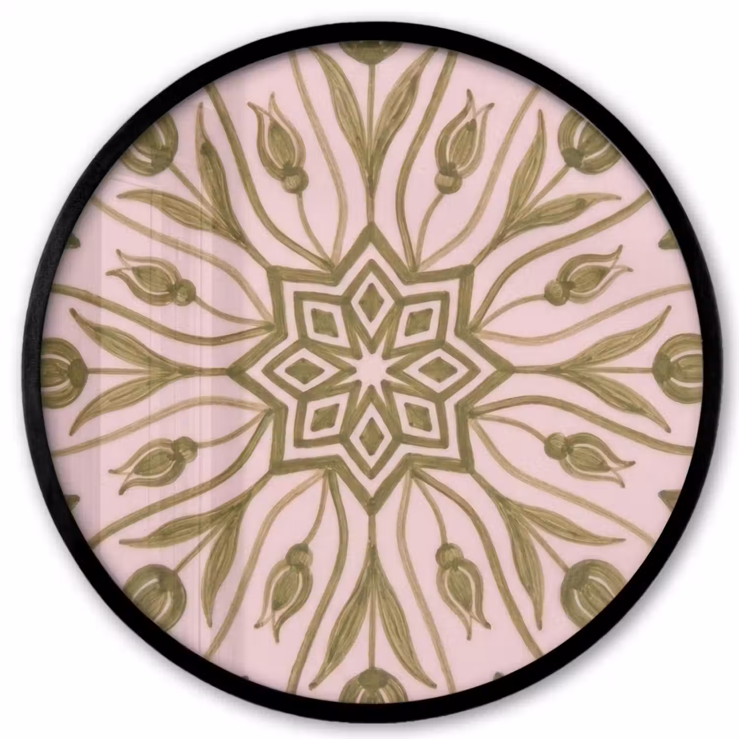 Patroon - Mandala - Decoratie - Abstract - Groen Fotolijst rond zonder passe partout klein -3d