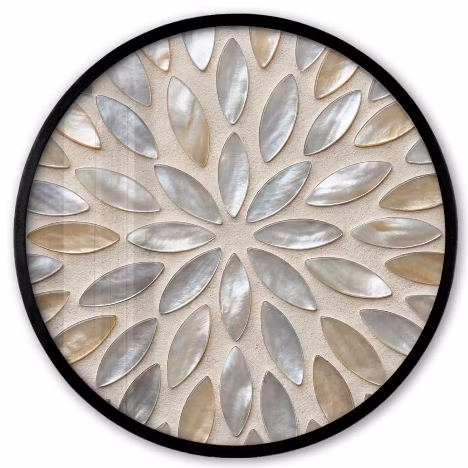 Patroon - Ovaal - Glanzend - Abstract - Beige Fotolijst rond zonder passe partout klein -3d