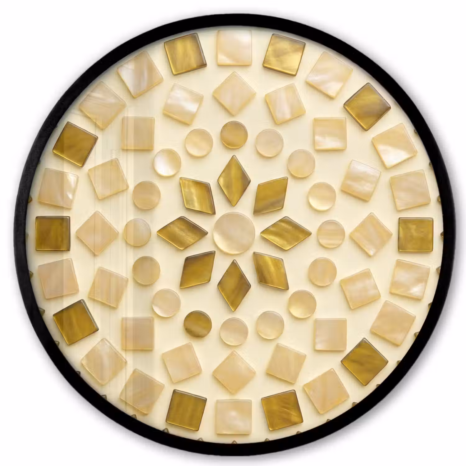 Patroon - Vormen - Mozaïek - Abstract - Goud Fotolijst rond zonder passe partout klein -3d