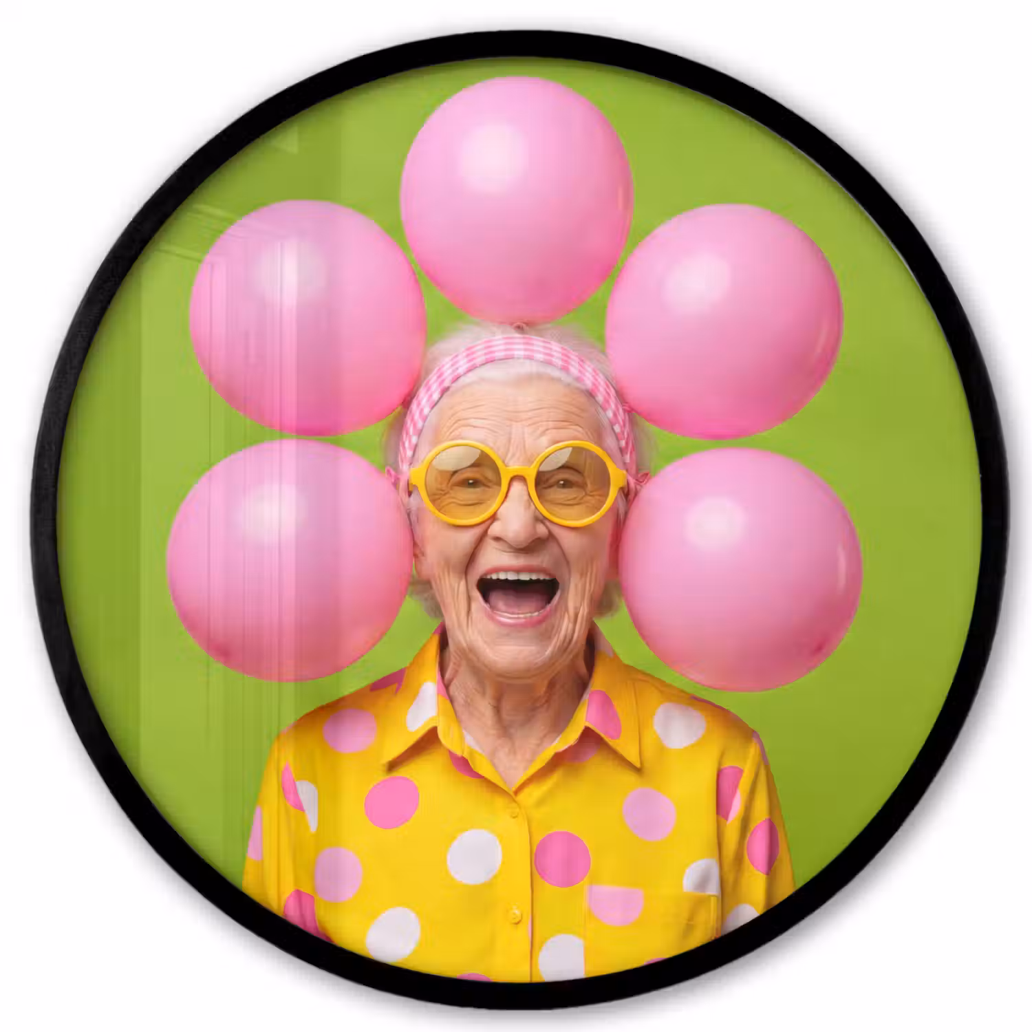 Mens - Ballonnen - Feest - Kleurrijk - Roze Fotolijst rond zonder passe partout klein -3d