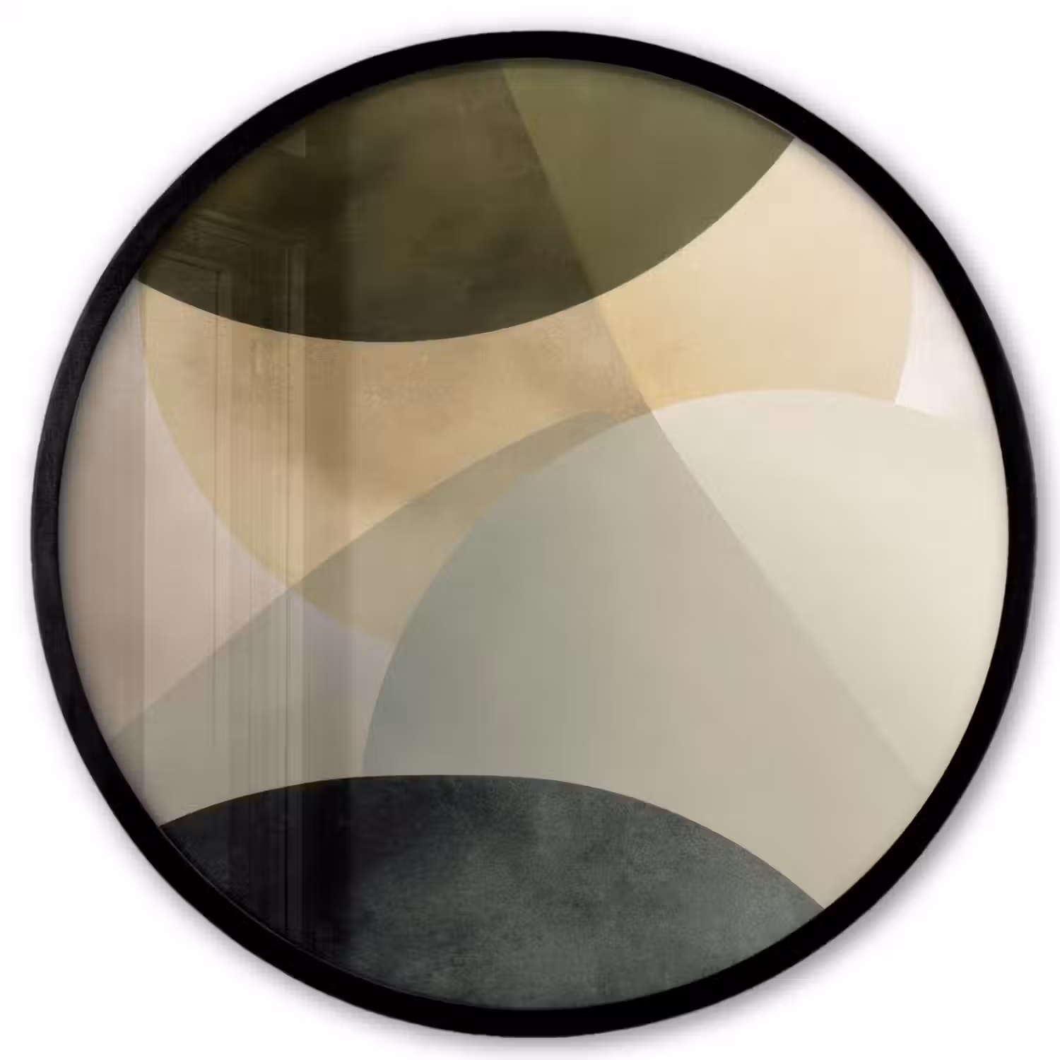 Vlakken - Abstract - Beige - Cirkels Fotolijst rond zonder passe partout klein -3d