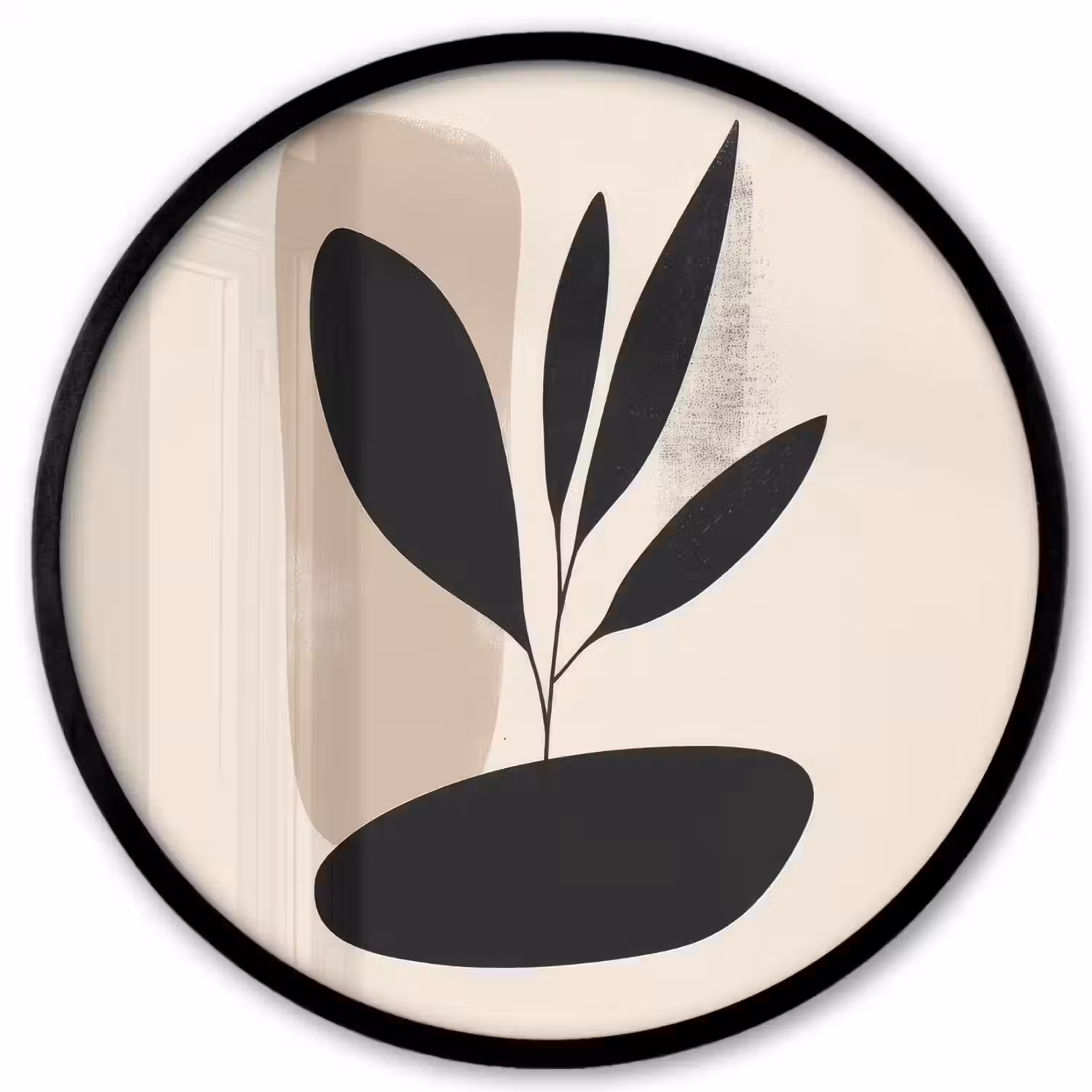 Plant - Beige - Japandi Fotolijst rond zonder passe partout klein -3d