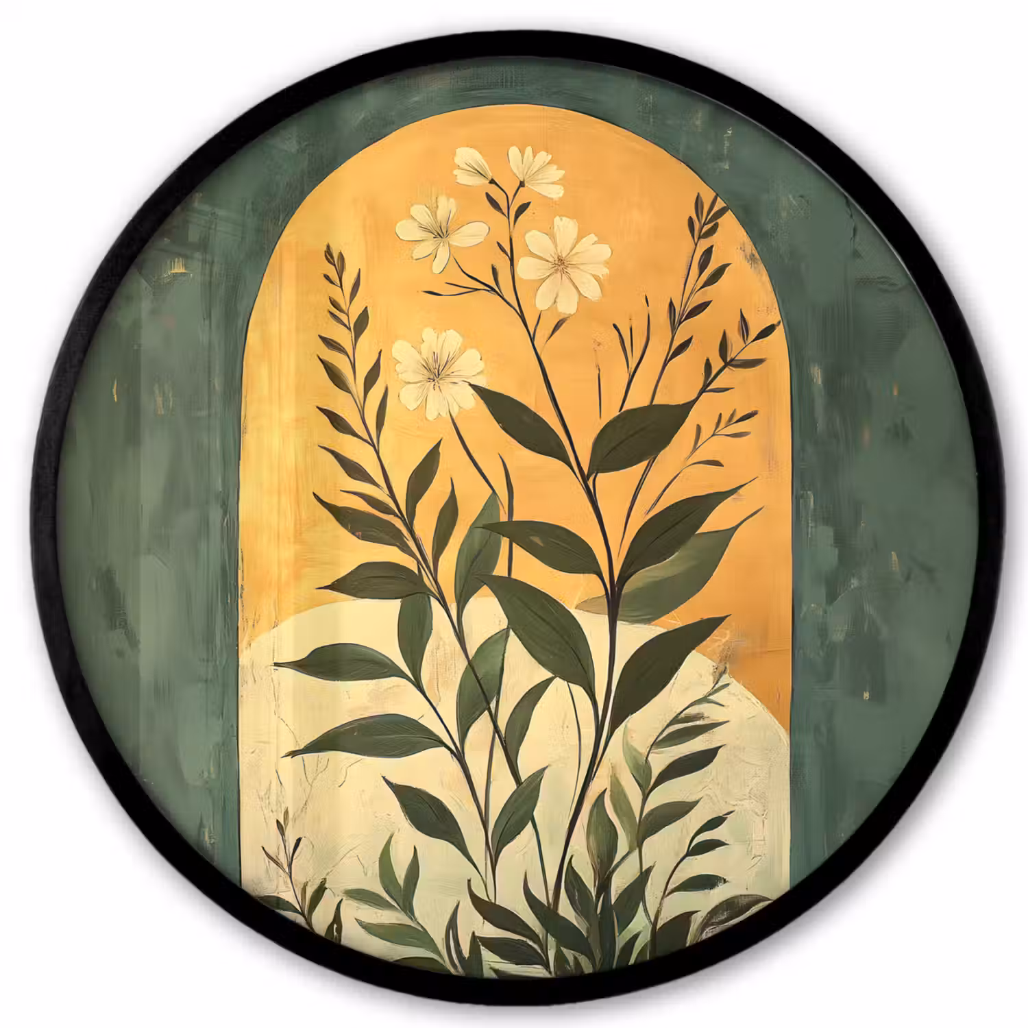 Plant - Bloemen - Wit Fotolijst rond zonder passe partout klein -3d