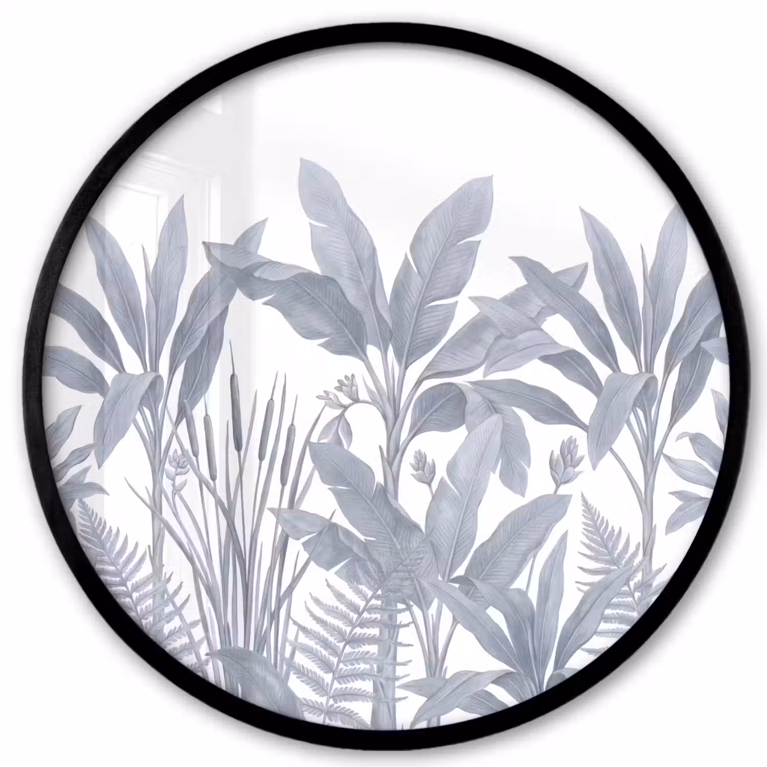 Planten - Bladeren - Natuur - Grijs Fotolijst rond zonder passe partout klein -3d