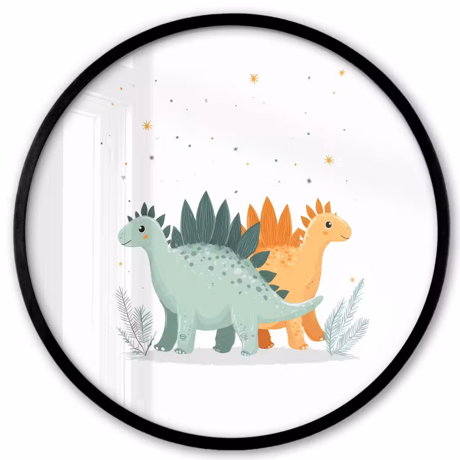 Planten - Sterren - Dinosaurussen - Oranje Fotolijst rond zonder passe partout klein -3d