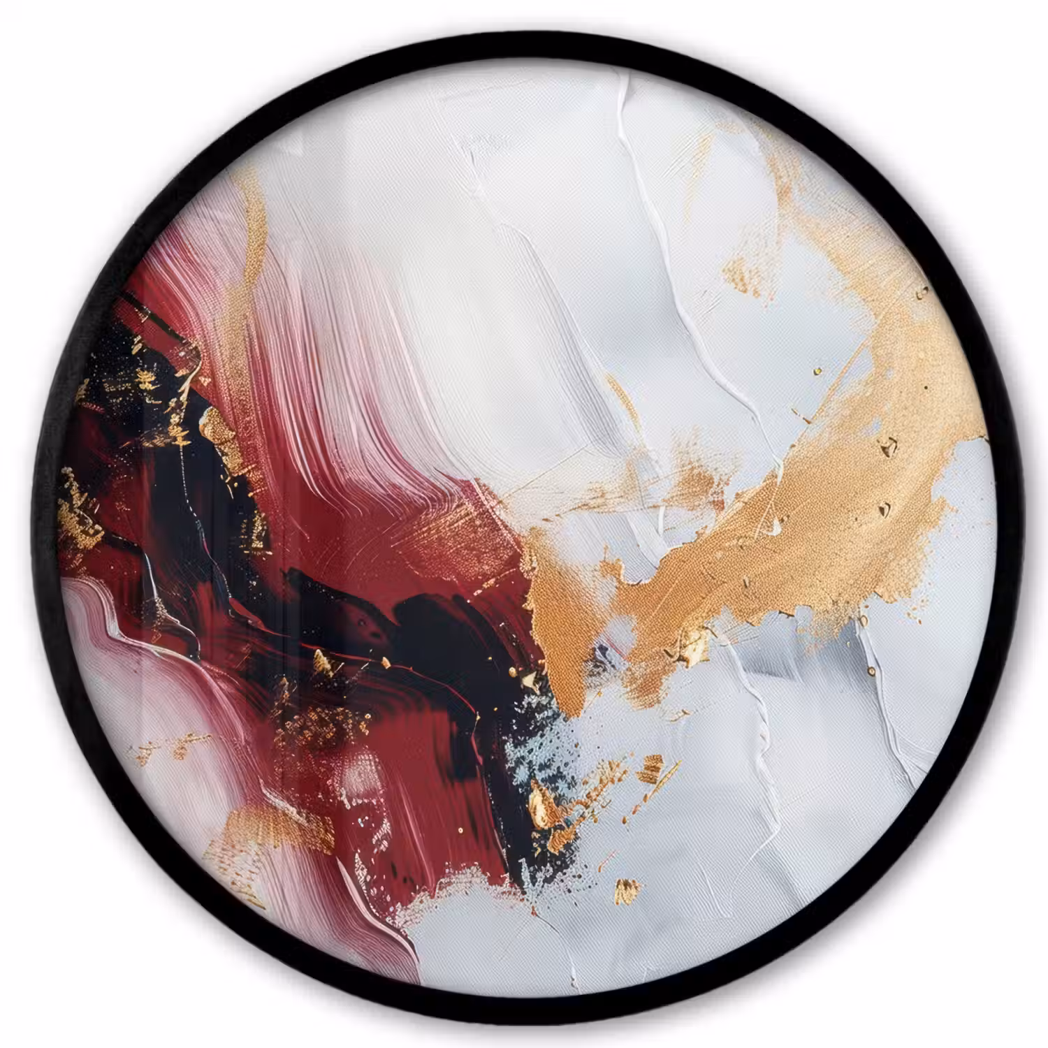 Rood - Abstract - Goud - Modern Fotolijst rond zonder passe partout klein -3d