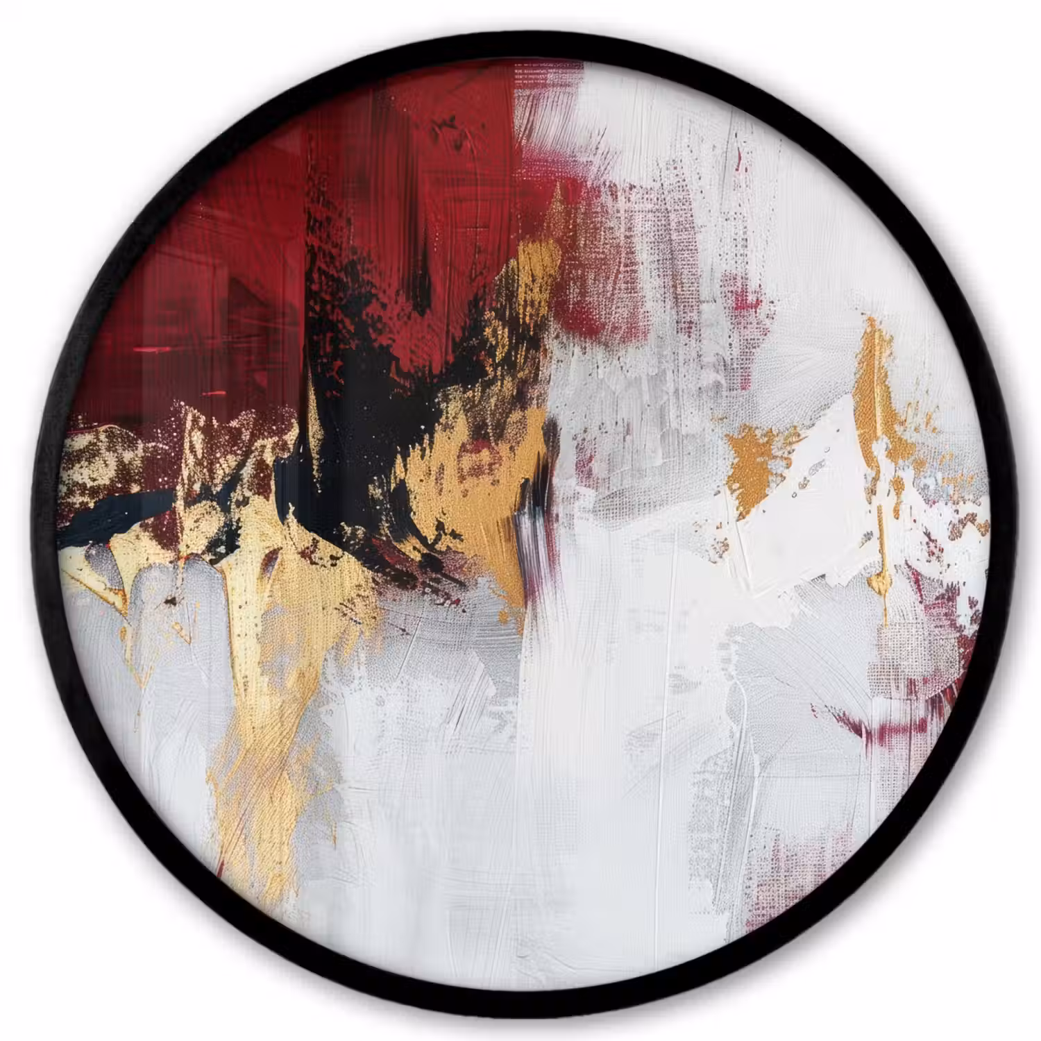 Rood - Marmer - Abstract - Goud - Modern Fotolijst rond zonder passe partout klein -3d