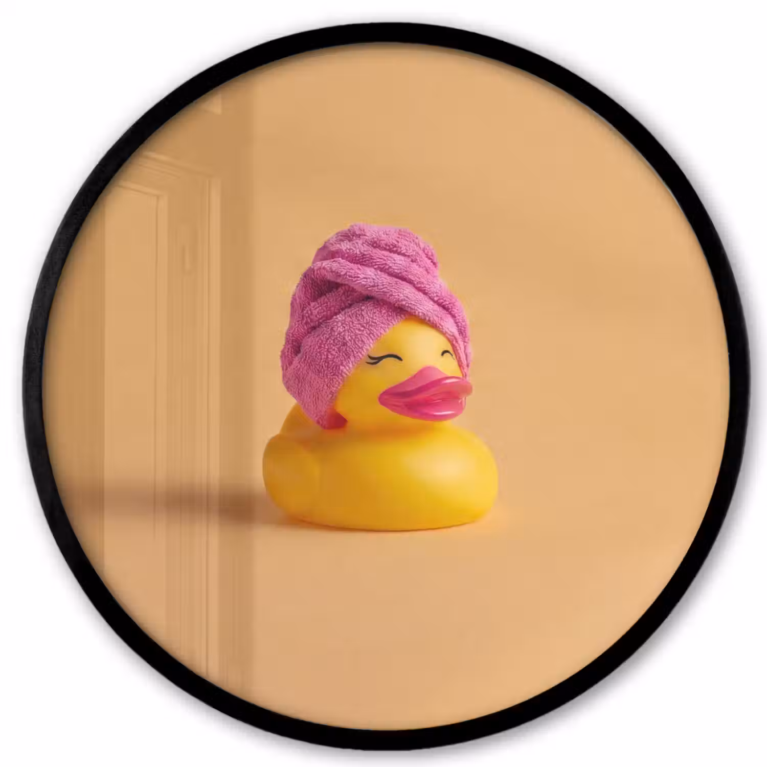 Badeend - Handdoek - Kleurrijk Fotolijst rond zonder passe partout klein -3d