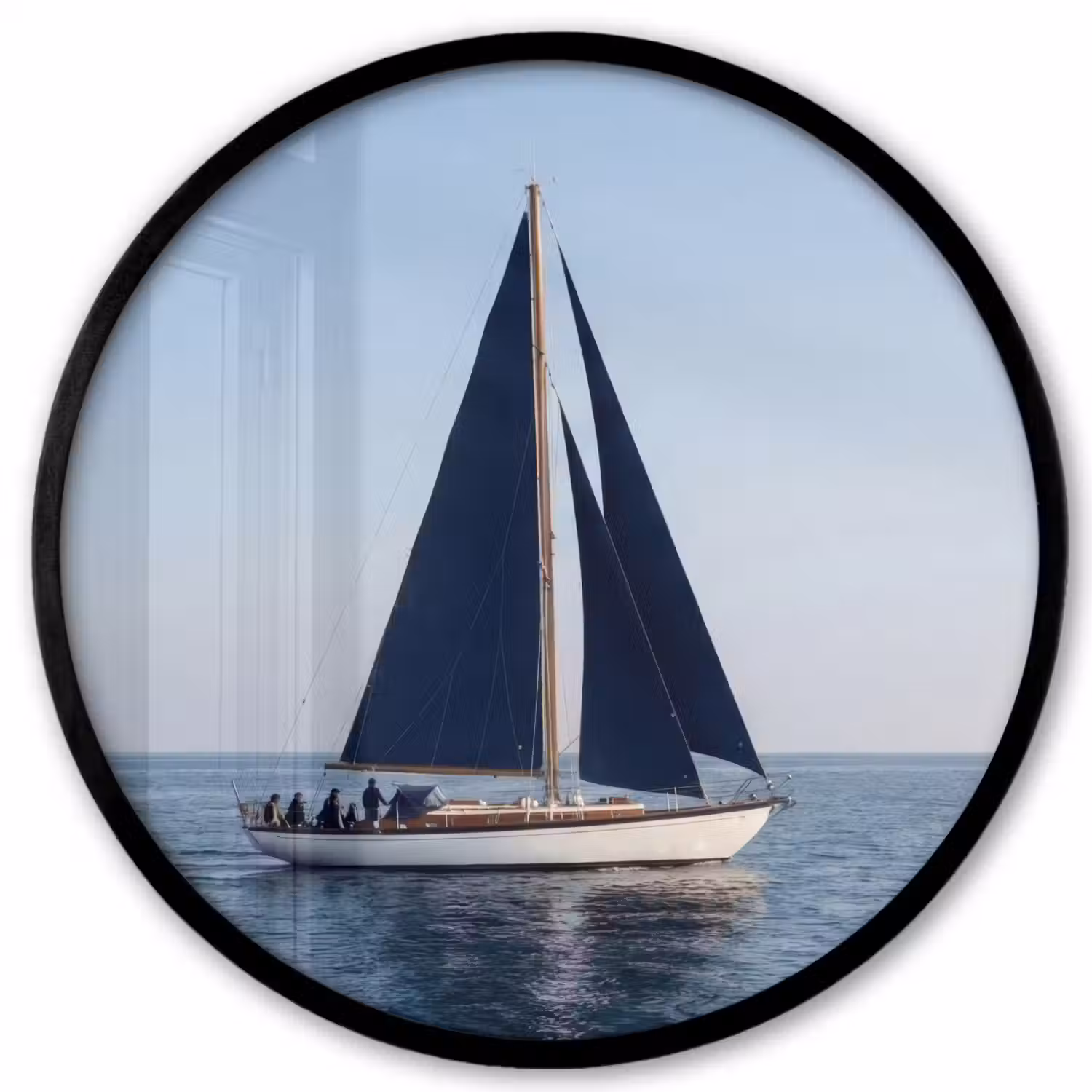 Zeilboot - Zee - Blauw Fotolijst rond zonder passe partout klein -3d