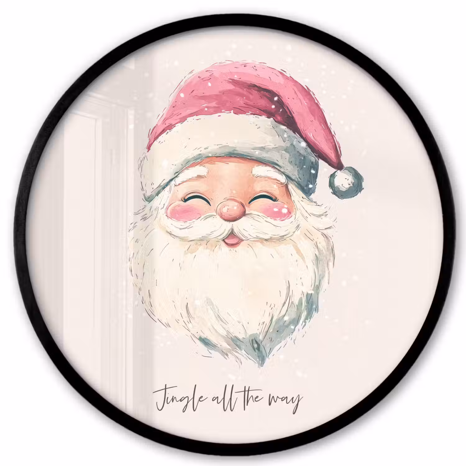 Kerstman - Kerst - Quote - Beige Fotolijst rond zonder passe partout klein -3d
