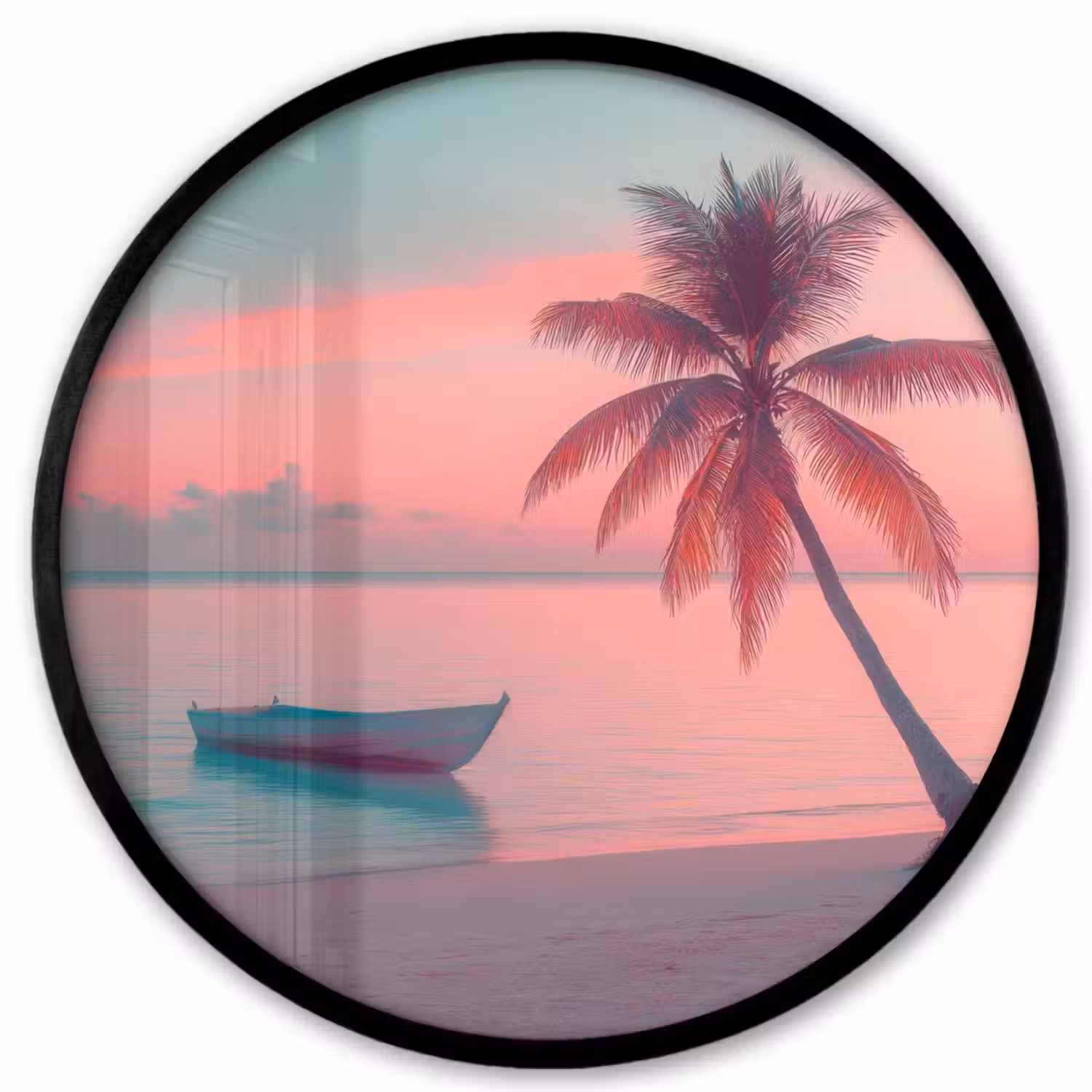 Zee - Boot - Zonsondergang Fotolijst rond zonder passe partout klein -3d