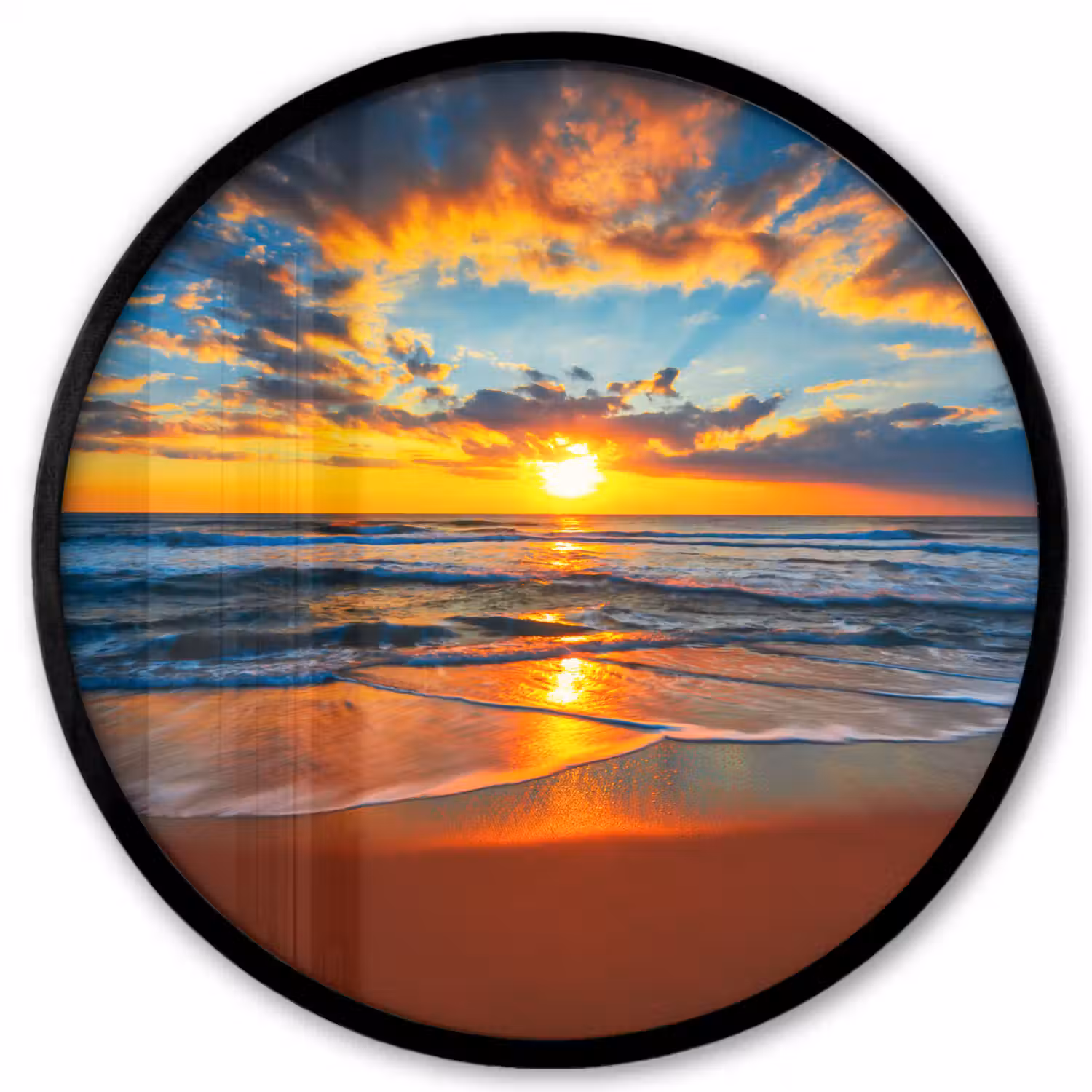 Zee - Zonsondergang - Strand - Wolken - Oranje Fotolijst rond zonder passe partout klein -3d