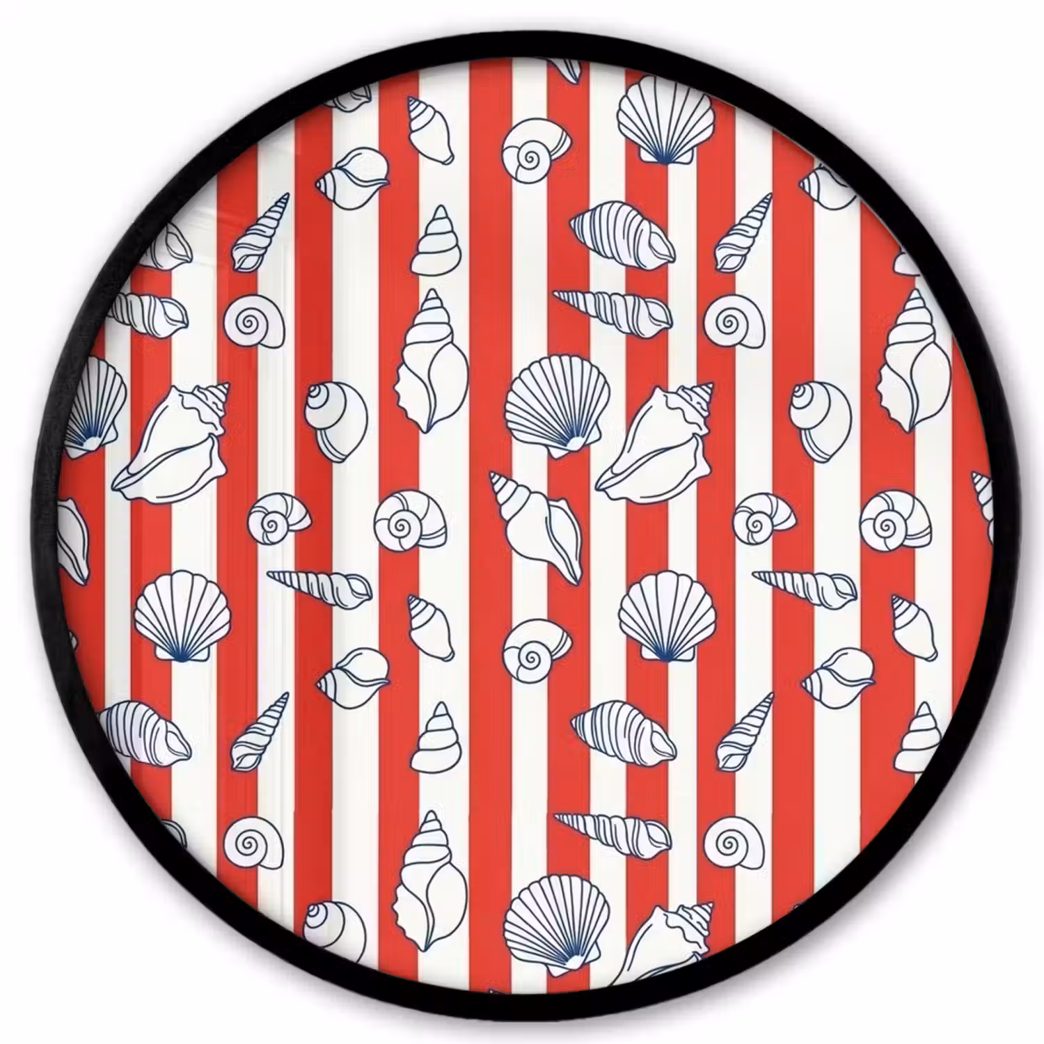 Schelp - Zeedieren - Zomer - Illustratie - Rood - Blauw Fotolijst rond zonder passe partout klein -3d