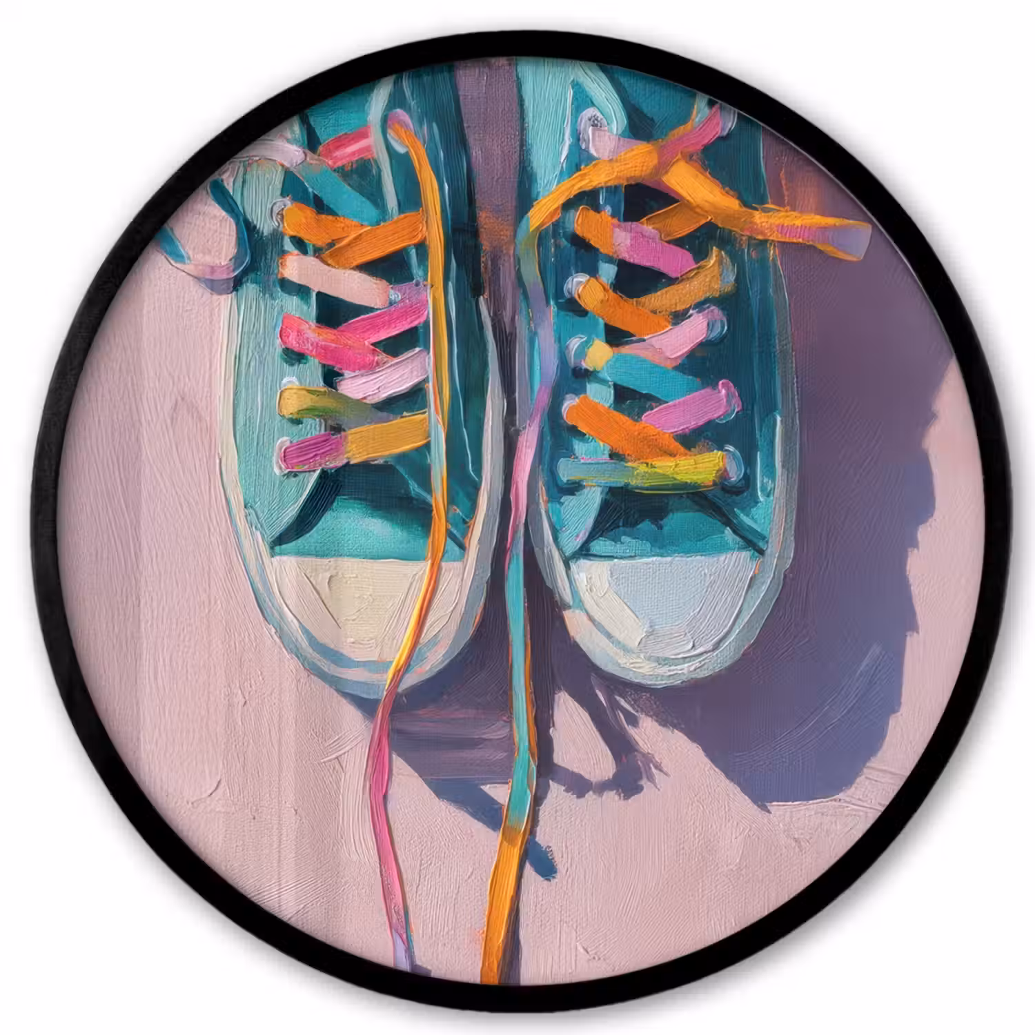 Sneakers - Veters - Kleurrijk - Schaduw Fotolijst rond zonder passe partout klein -3d