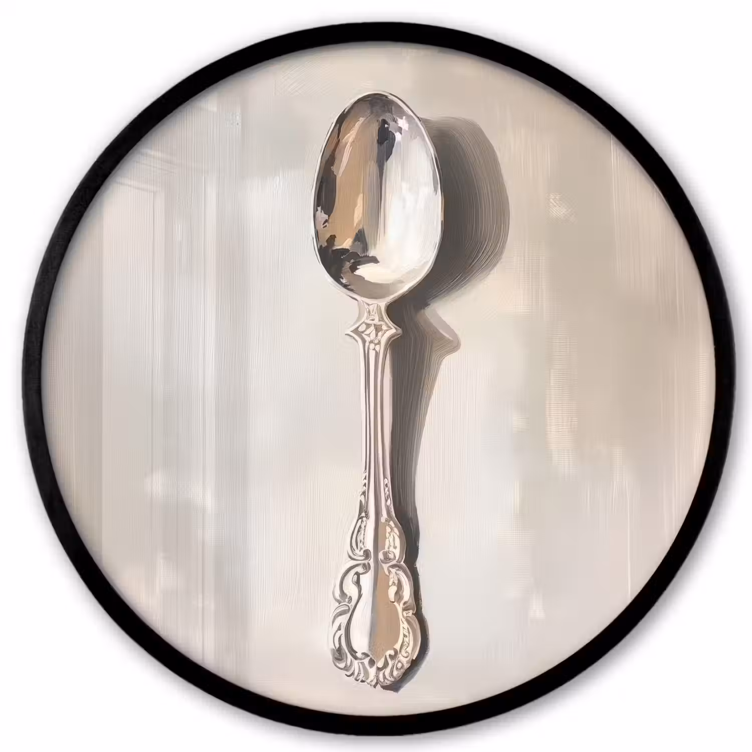 Lepel - Verf - Zilver Fotolijst rond zonder passe partout klein -3d