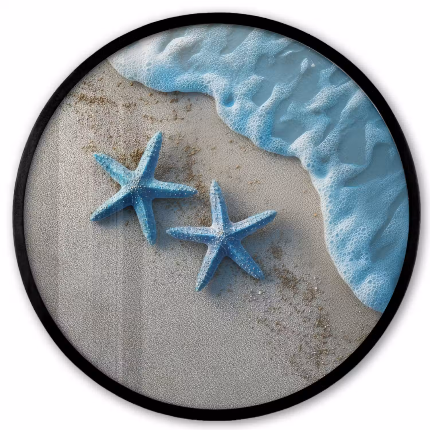 Zeesterren - Zand - Zee - Blauw Fotolijst rond zonder passe partout klein -3d