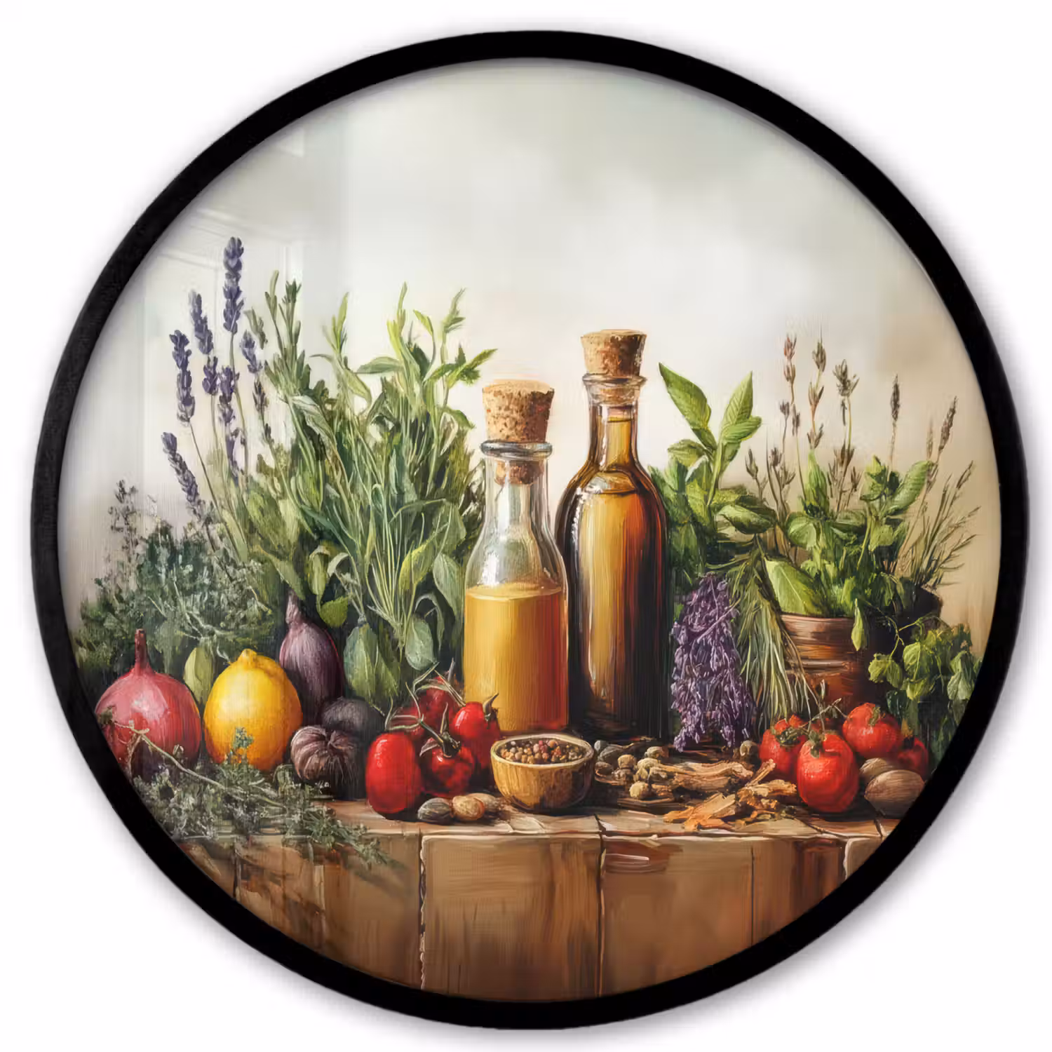 Stilleven - Kruiden - Specerijen - Fruit - Kleurrijk Fotolijst rond zonder passe partout klein -3d