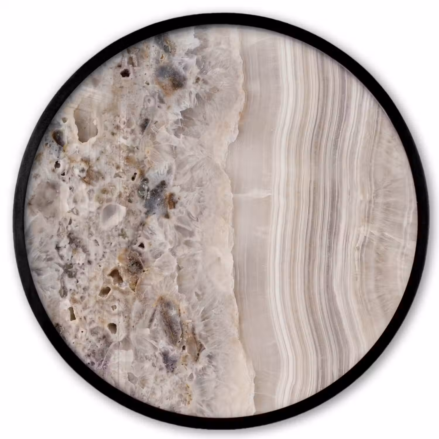 Steen - Textuur - Abstract - Beige - Wit Fotolijst rond zonder passe partout klein -3d