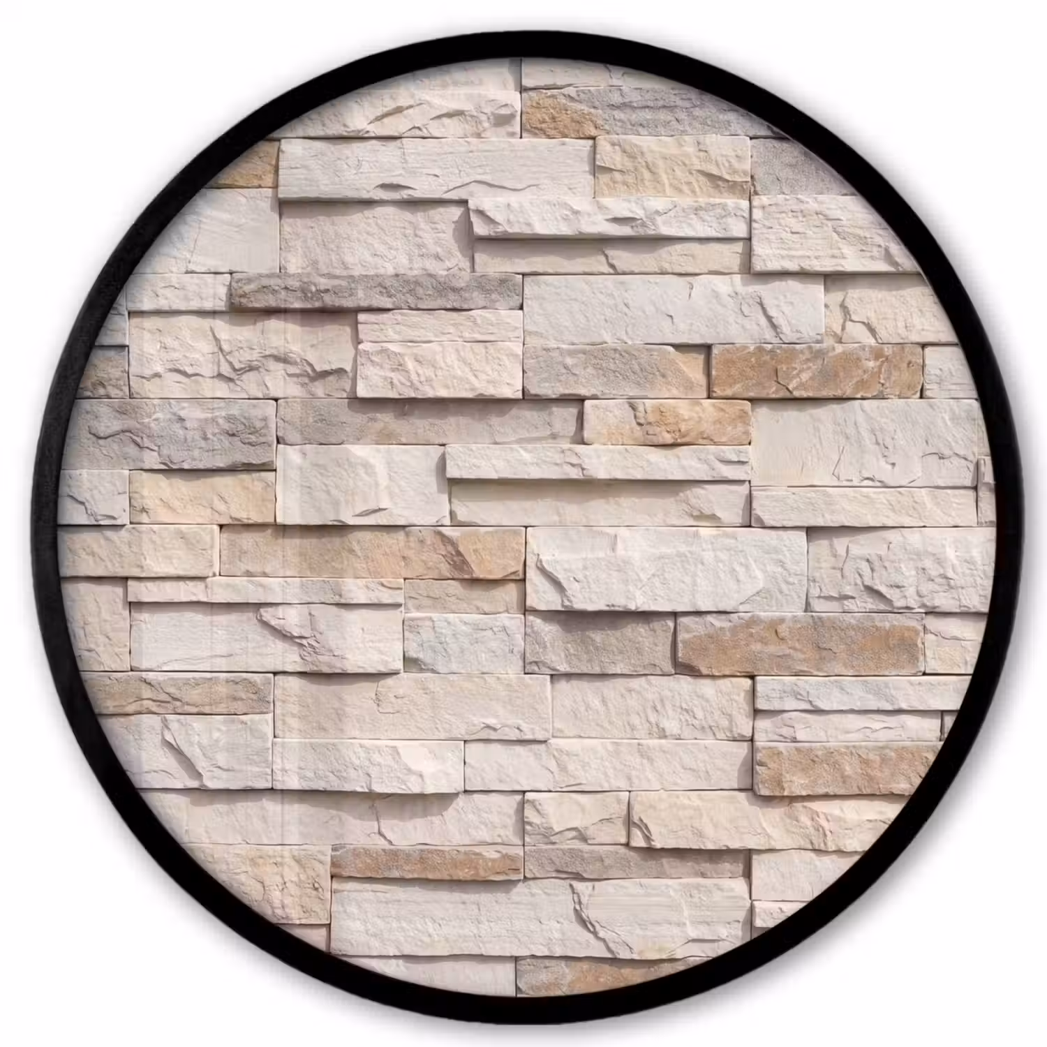 Steen - Muur - Textuur - Rustiek - Beige Fotolijst rond zonder passe partout klein -3d