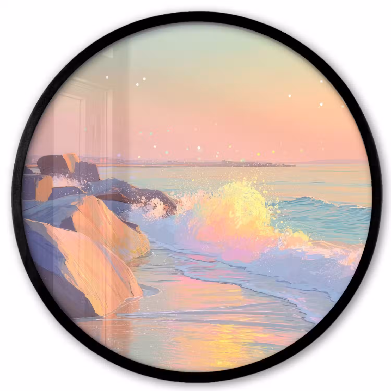 Zomerlicht - Strand - Fonkelende accenten Fotolijst rond zonder passe partout klein -3d