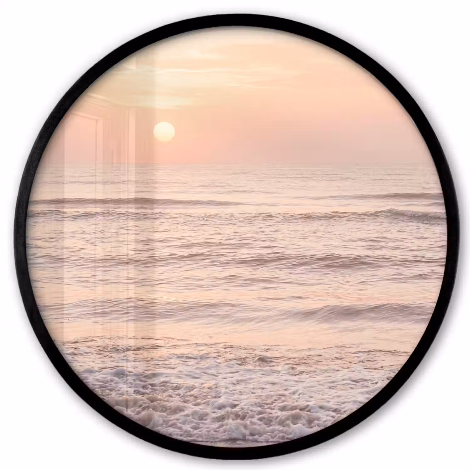 Zon - Strand - Roze Fotolijst rond zonder passe partout klein -3d