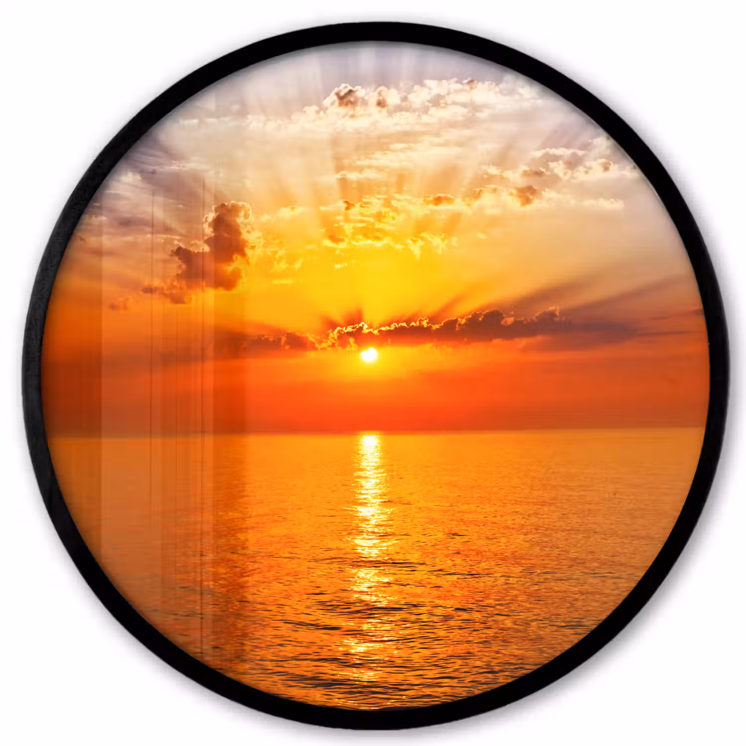 Zonsondergang - Zee - Lucht - Oranje - Horizon - Water Fotolijst rond zonder passe partout klein -3d