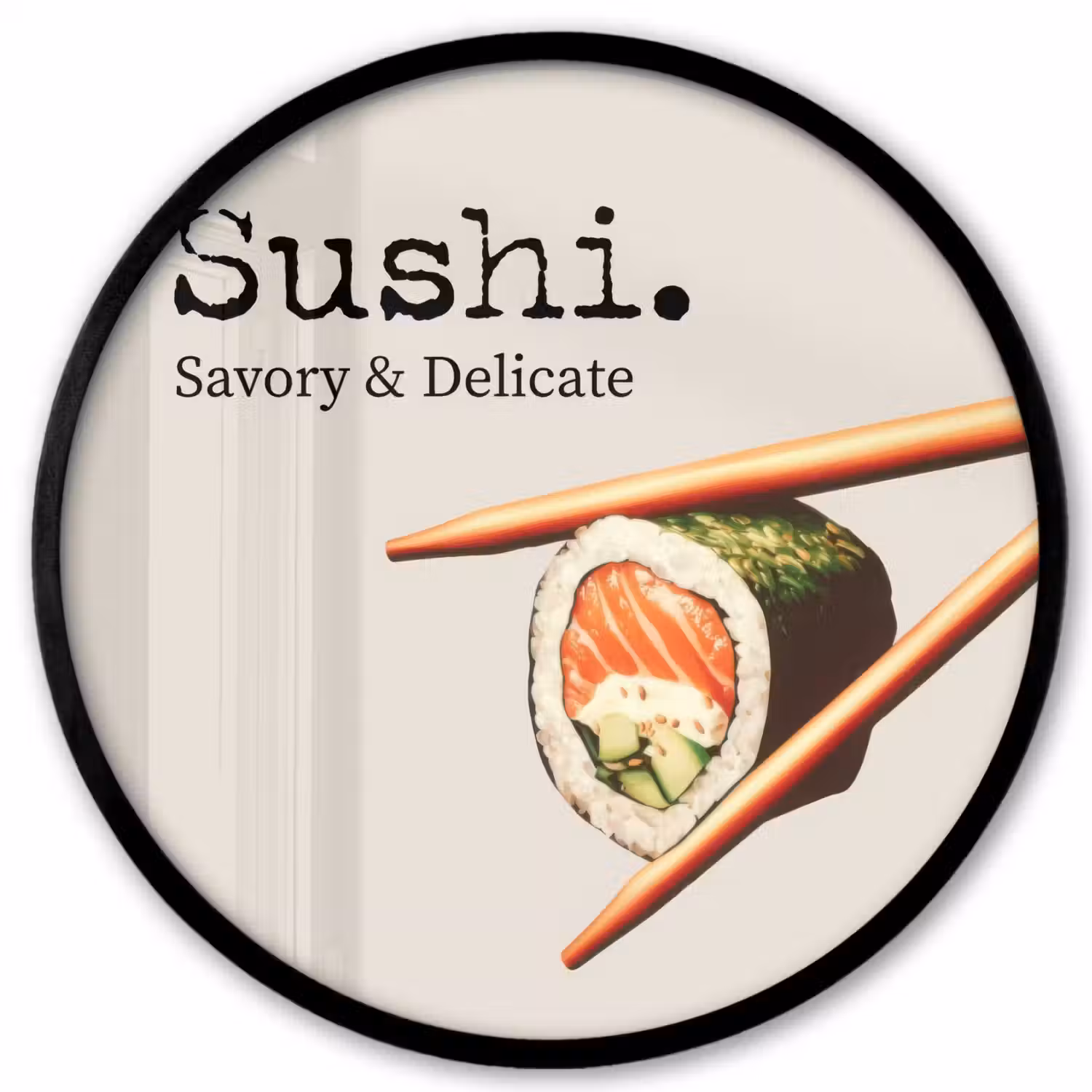 Sushi - Zalm - Rijst - Japans Fotolijst rond zonder passe partout klein -3d