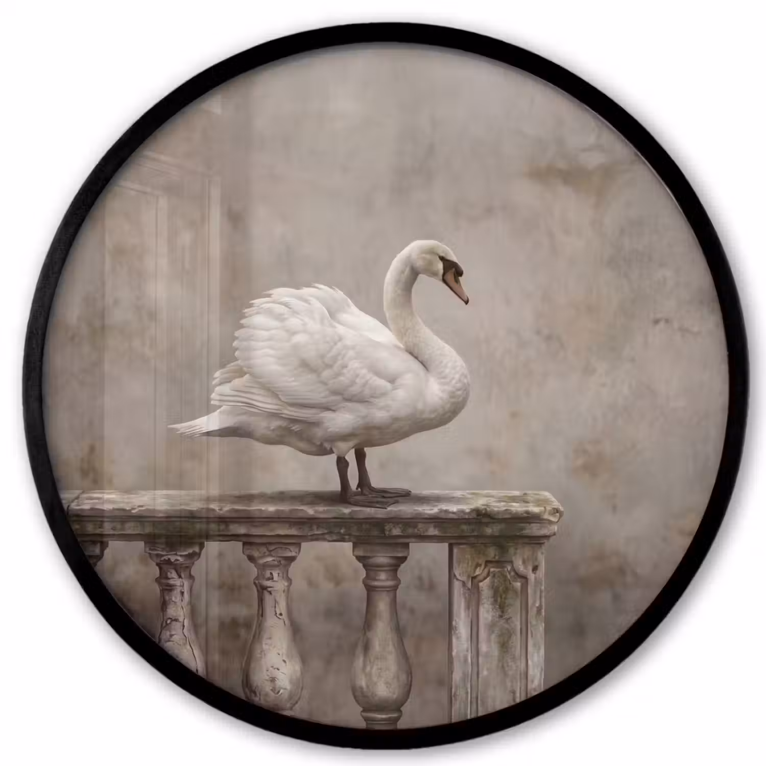 Zwaan - Elegant - Dieren - Wit Fotolijst rond zonder passe partout klein -3d