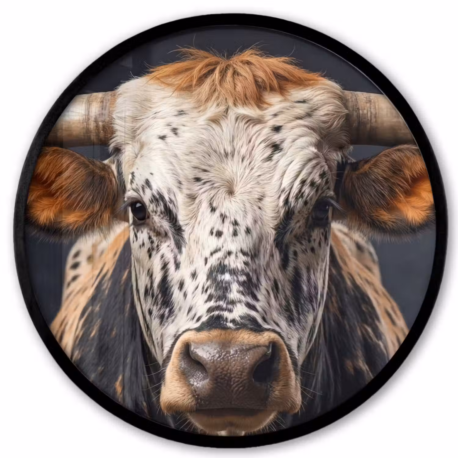 Stier - Kleurrijk - Hoorns Fotolijst rond zonder passe partout klein -3d